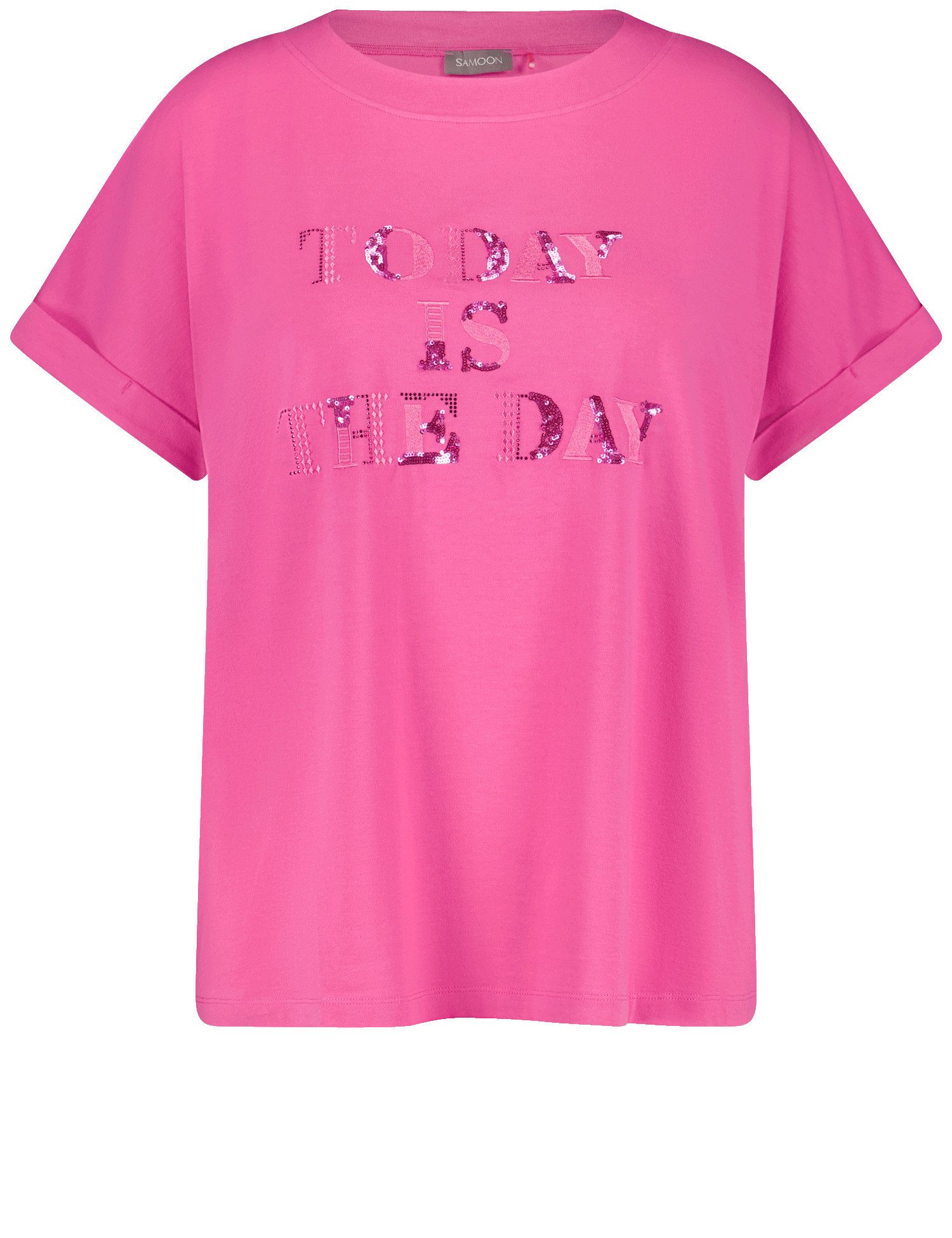 Samoon Shirtbluse T-Shirt mit appliziertem Wording günstig online kaufen