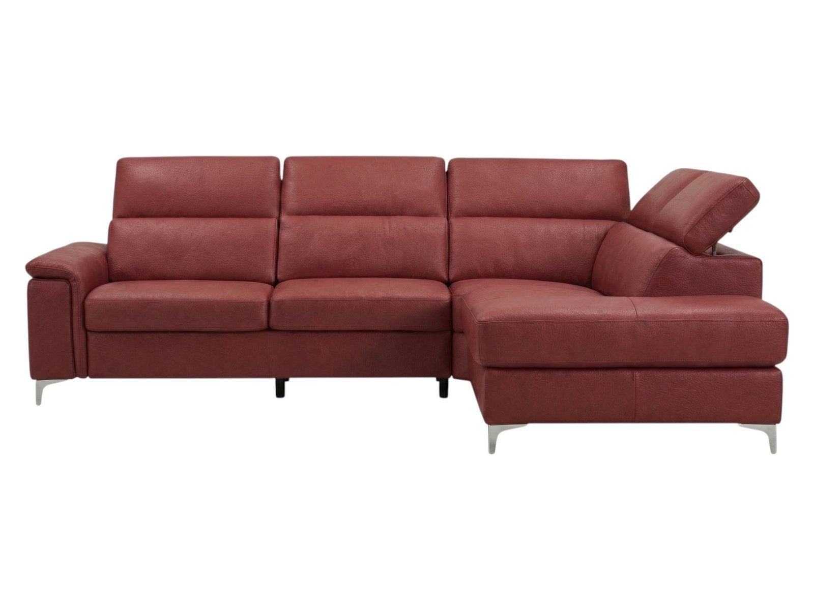 Villa Möbel Ecksofa Avenger, L-Form 1 Teile, Echtleder-Ecksofa mit Kopfteilverstellung fürs Wohnzimmer