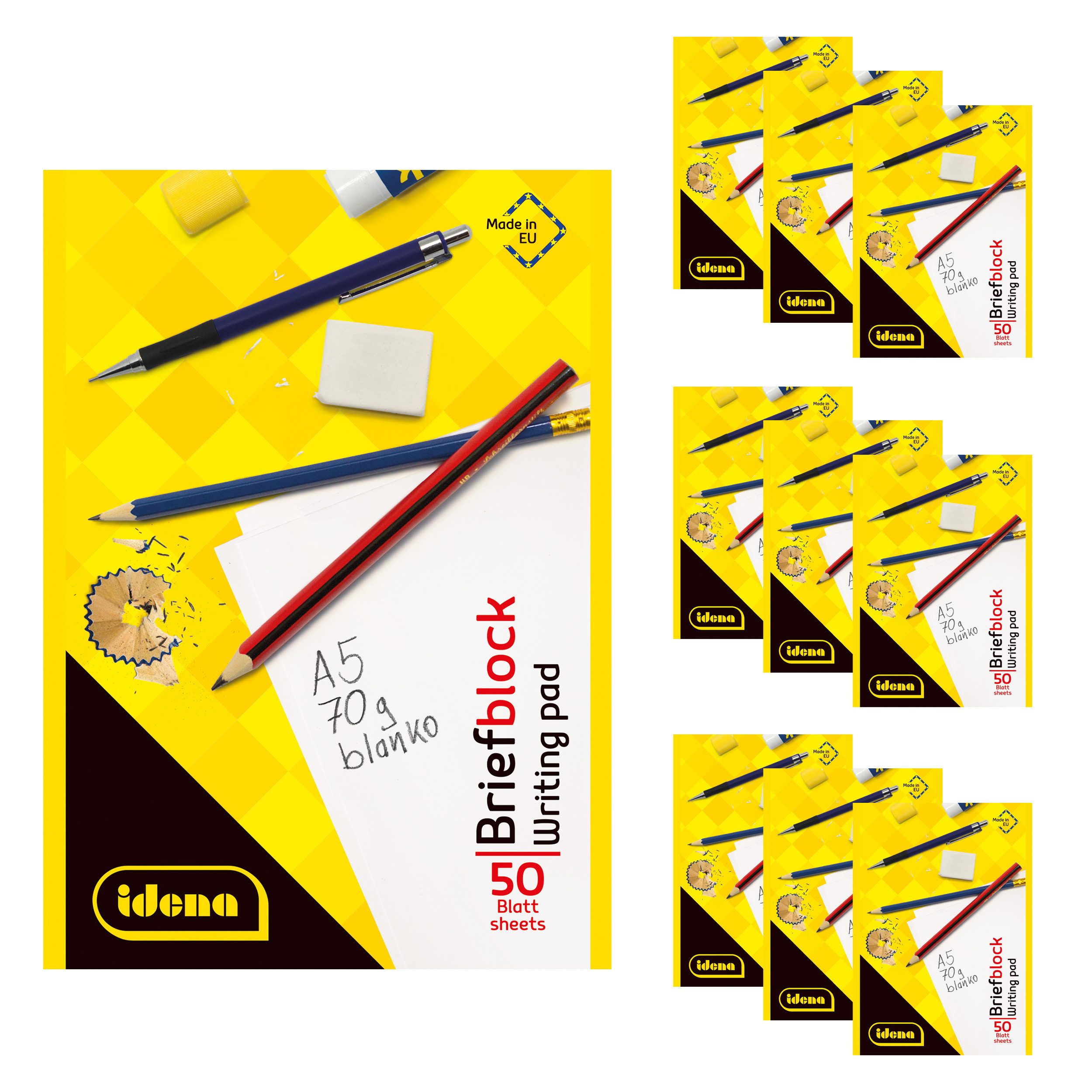 Idena Notizblock Idena Bundle Briefblöcke blanko 50 Blatt 70g/m² DIN A5 10 Stück