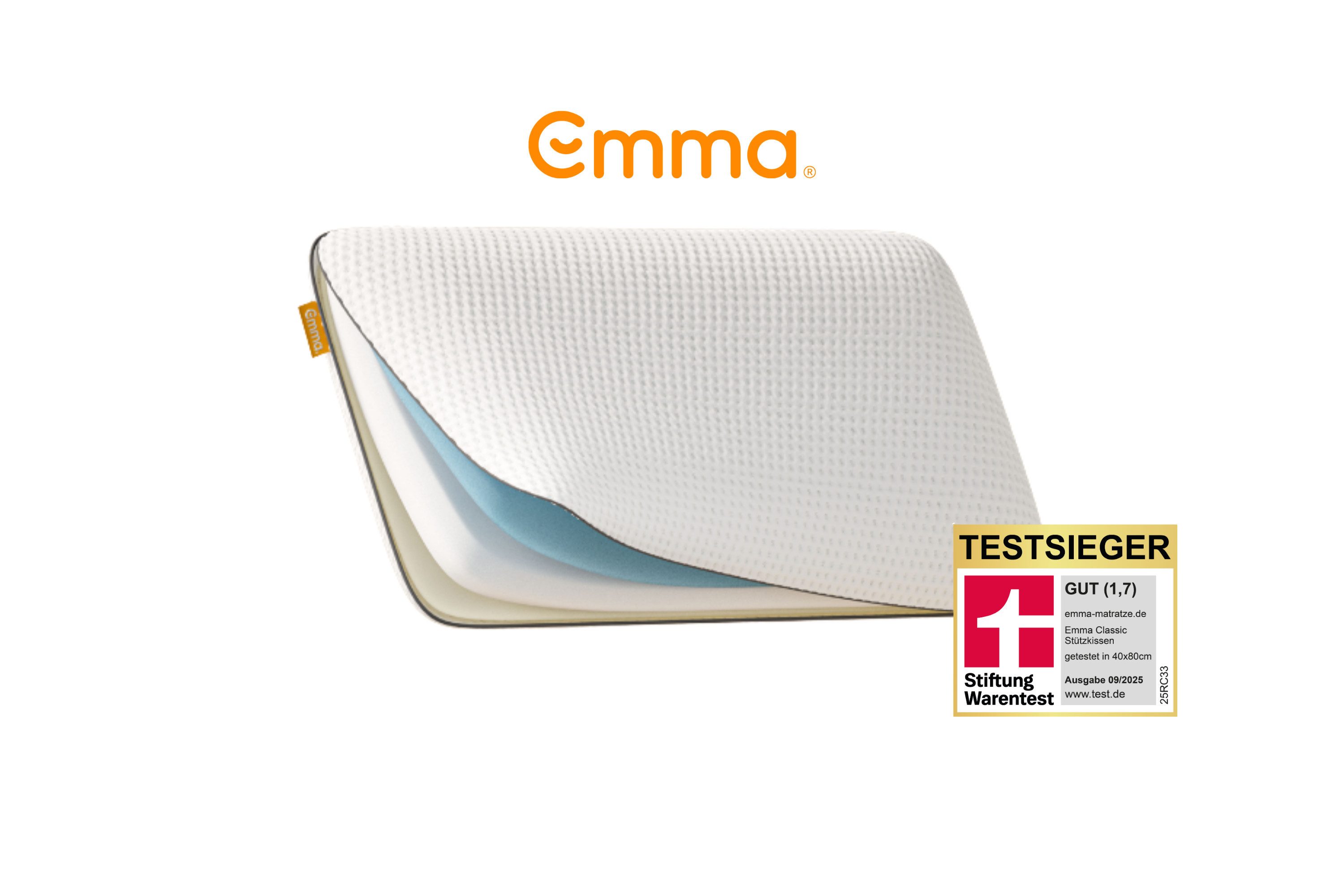 Emma Nackenkissen Emma Classic Stützkissen 40x80 cm, 12 cm Höhe, 1-tlg., Von Stiftung Warentest (09/2025)1–3 Schichten für top Komfort.