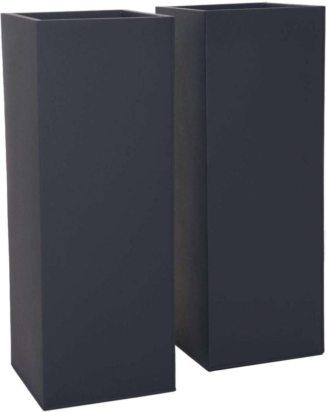 VIVANNO Pflanzkübel Zink BLOCK Säule - Anthrazit Matt (Set, 2 St), 29x29x80 cm