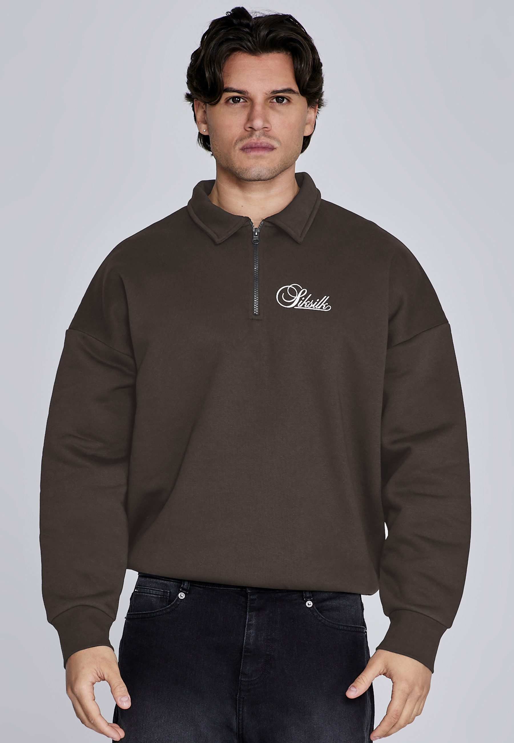 Poloshirt SikSilk Herren Braun Essentials Polo Sweater