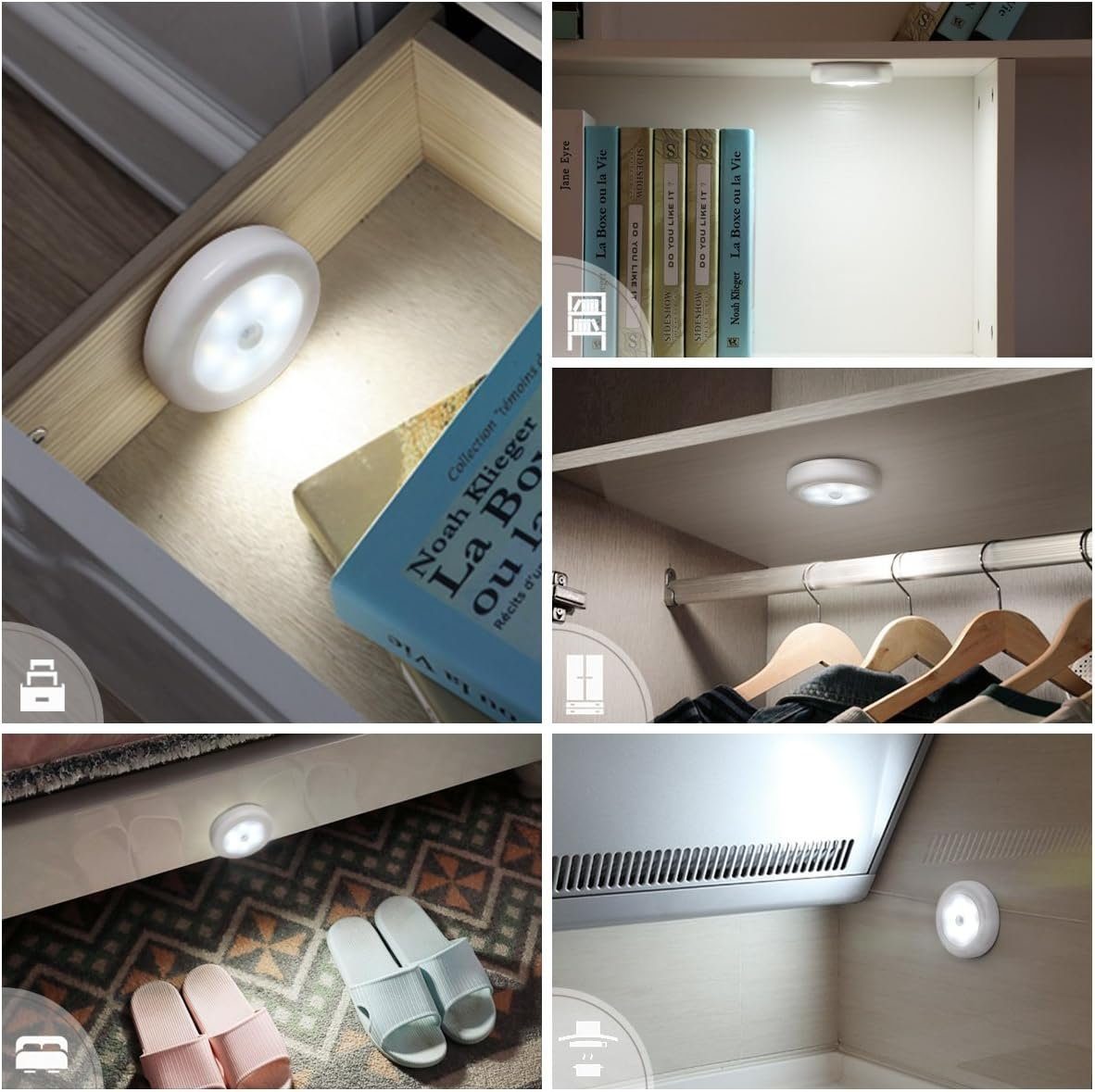 Jormftte LED Nachtlicht Nachtlicht mit Bewegungsmelder,Selbstklebende Warmweiß4 für Küche,Schlafzimme