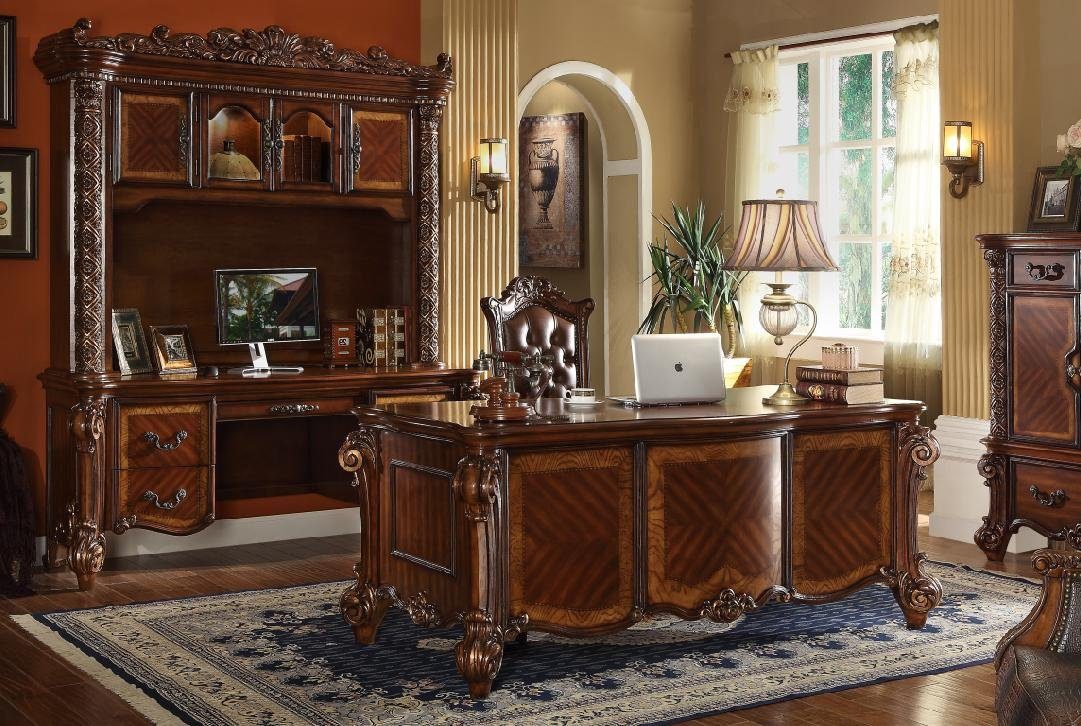 JVmoebel Schreibtisch Holz Schreibtisch mit ergonomischem Stuhl in warmem Braun (1 Tisch), Made in Italy