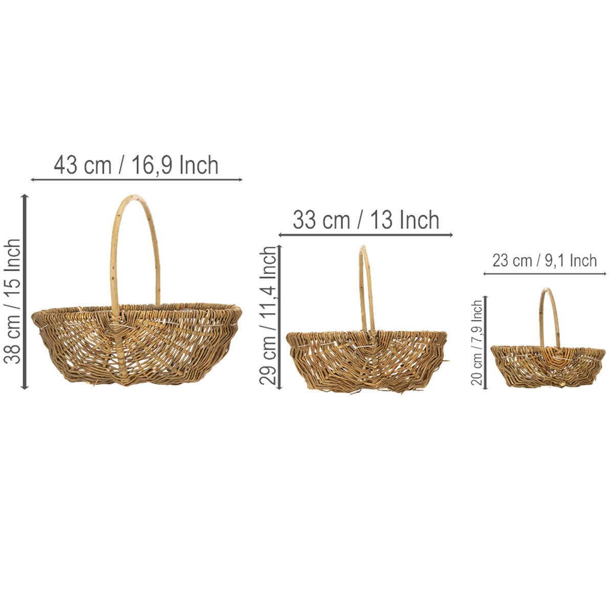 Florists Products Dekokorb Korb aus Weidengeflecht mit Folie für Dekoration und