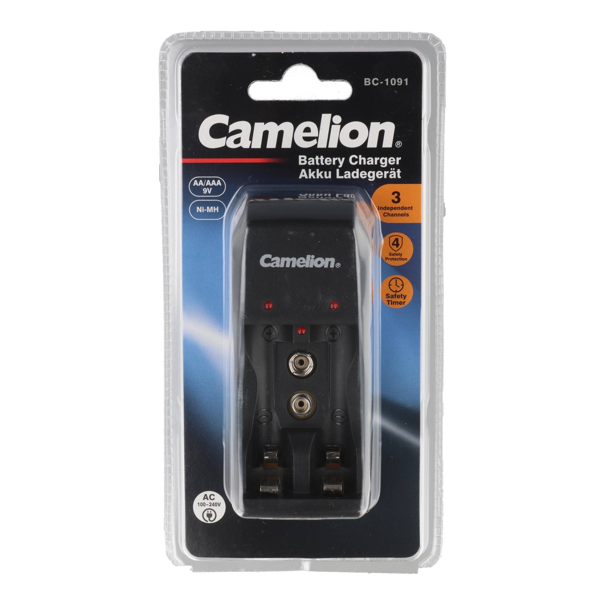 Camelion Camelion Stecker-Ladegerät BC-1091 für 1-2 AA oder 1-2 AAA oder 1x 9V Akku-Ladestation