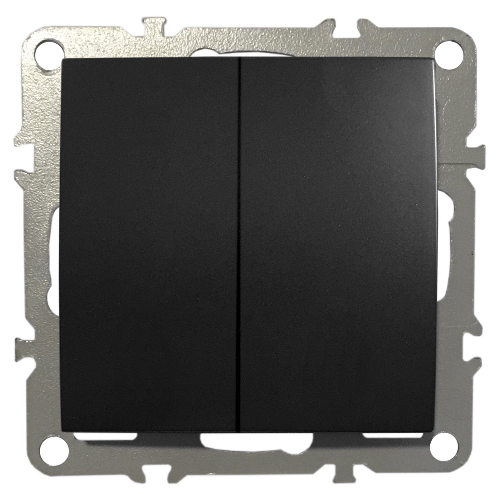 ADELID Schalter, 2-Fach Schalter Lichtschalter Doppel-Schalter Serienschalter Unterputz 220-250V 10A Schwarz Matt