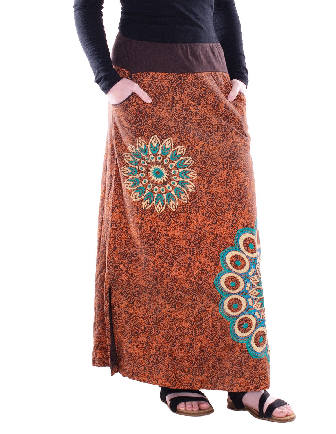 Vishes Maxirock Damen Maxi-Rock Baumwolle Blumen-Muster günstig online kaufen