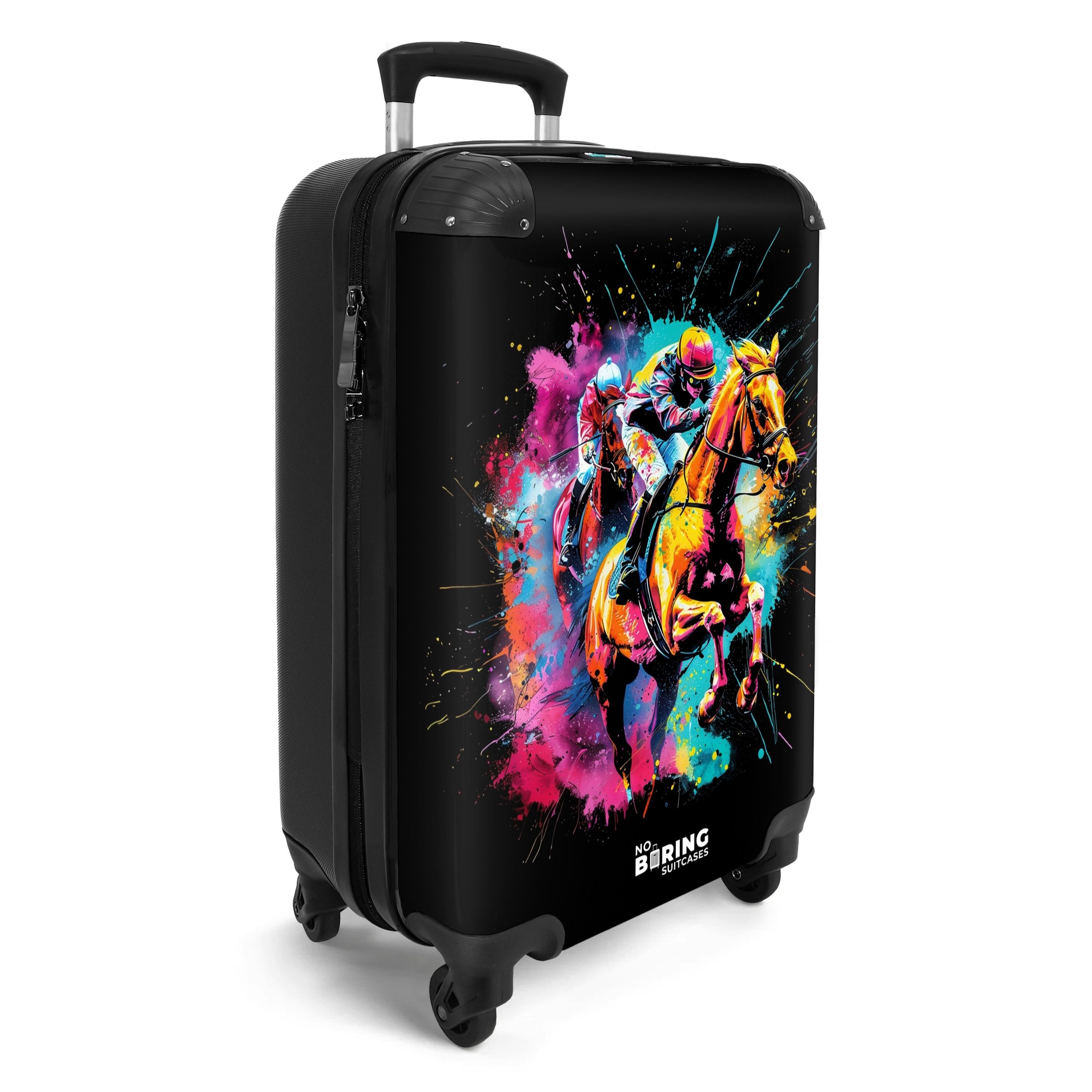 NoBoringSuitcases.com© Hartschalen-Trolley Reiten mit bunten Farben günstig online kaufen
