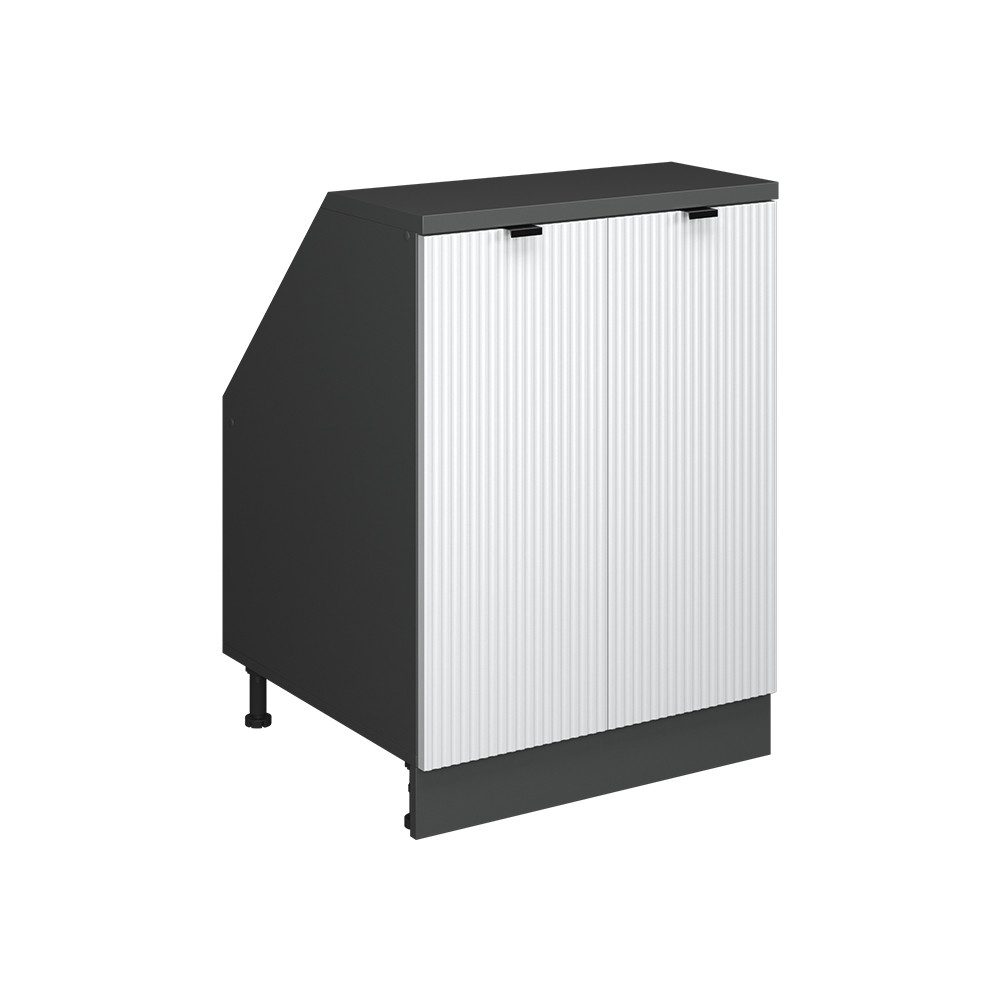 Vicco Unterschrank R-Line, Weiß Riffel/Anthrazit, 60 cm mit 2 Türen, Schrankkorpus 6... (1-St)