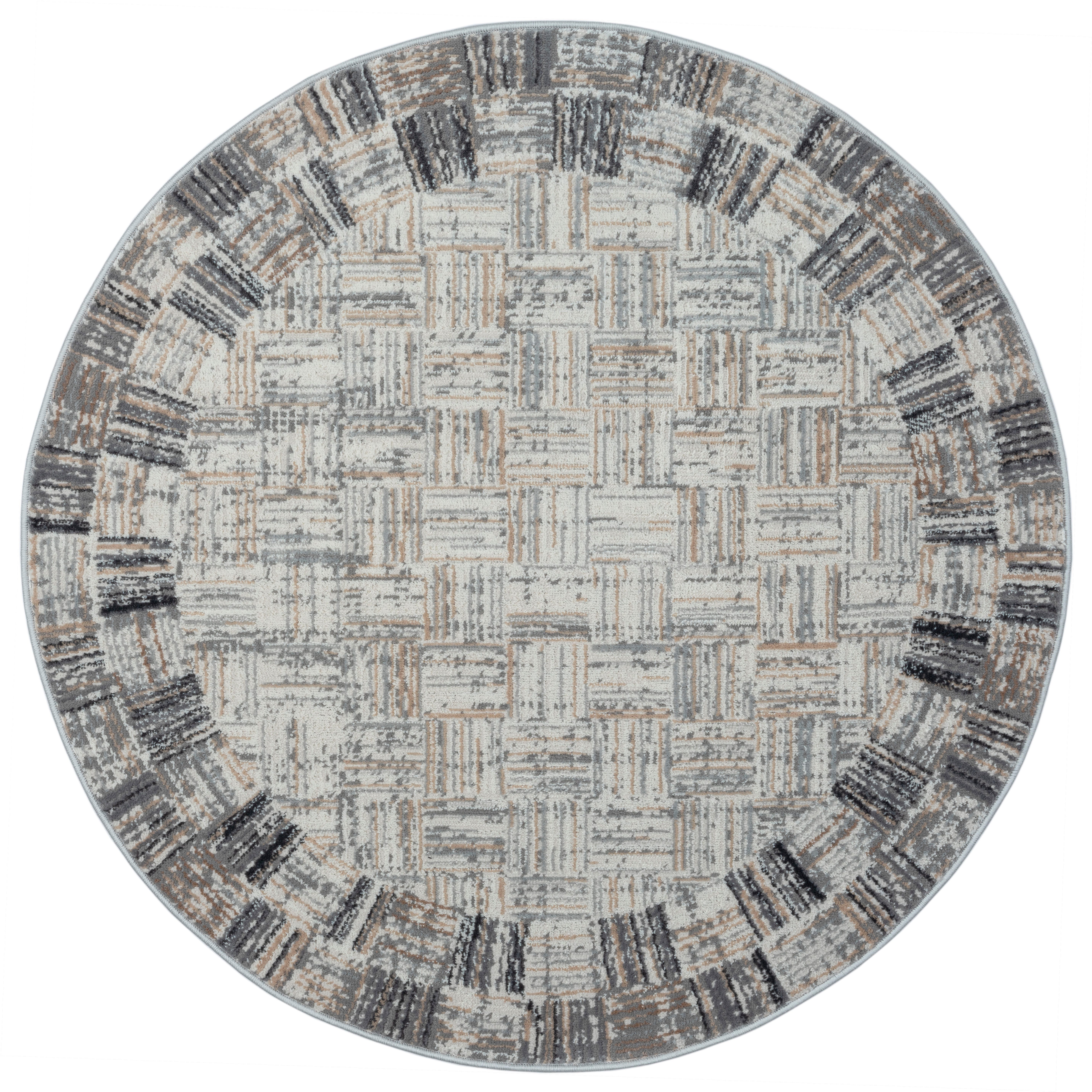 OTTO home Teppich Yasmin, rund, Höhe: 8 mm, Kurzflor, modernes Design, mit Bordüre, pflegeleicht, Wohnzimmer