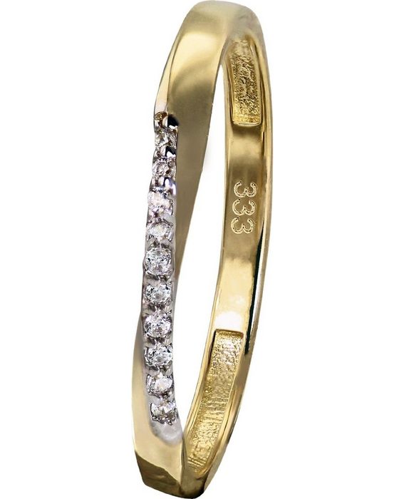 GoldDream Goldring GoldDream Gold Ring Gr.58 Swing Zirkonia (Fingerring) Damen Ring Swing aus 333 Gelbgold - 8 Karat Farbe: gold weiß