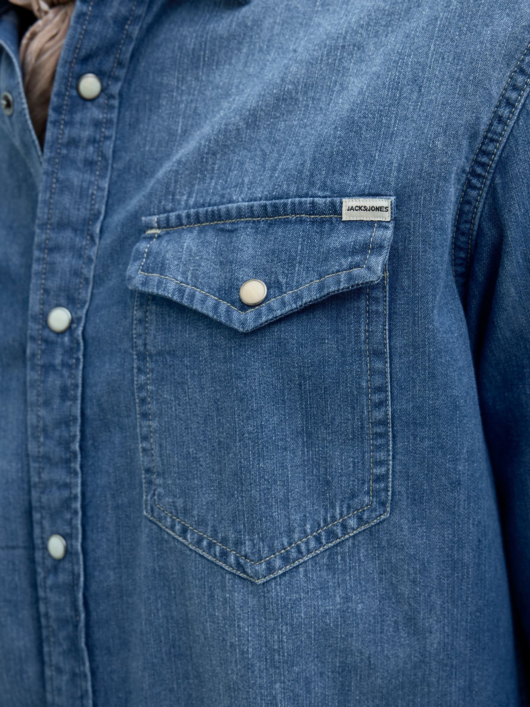 Jack & Jones Langarmhemd Zeitloser Denimlook Langarm Kentkragen Brusttaschen (1-tlg) JJESHERIDAN SHIRT L/S NOOS