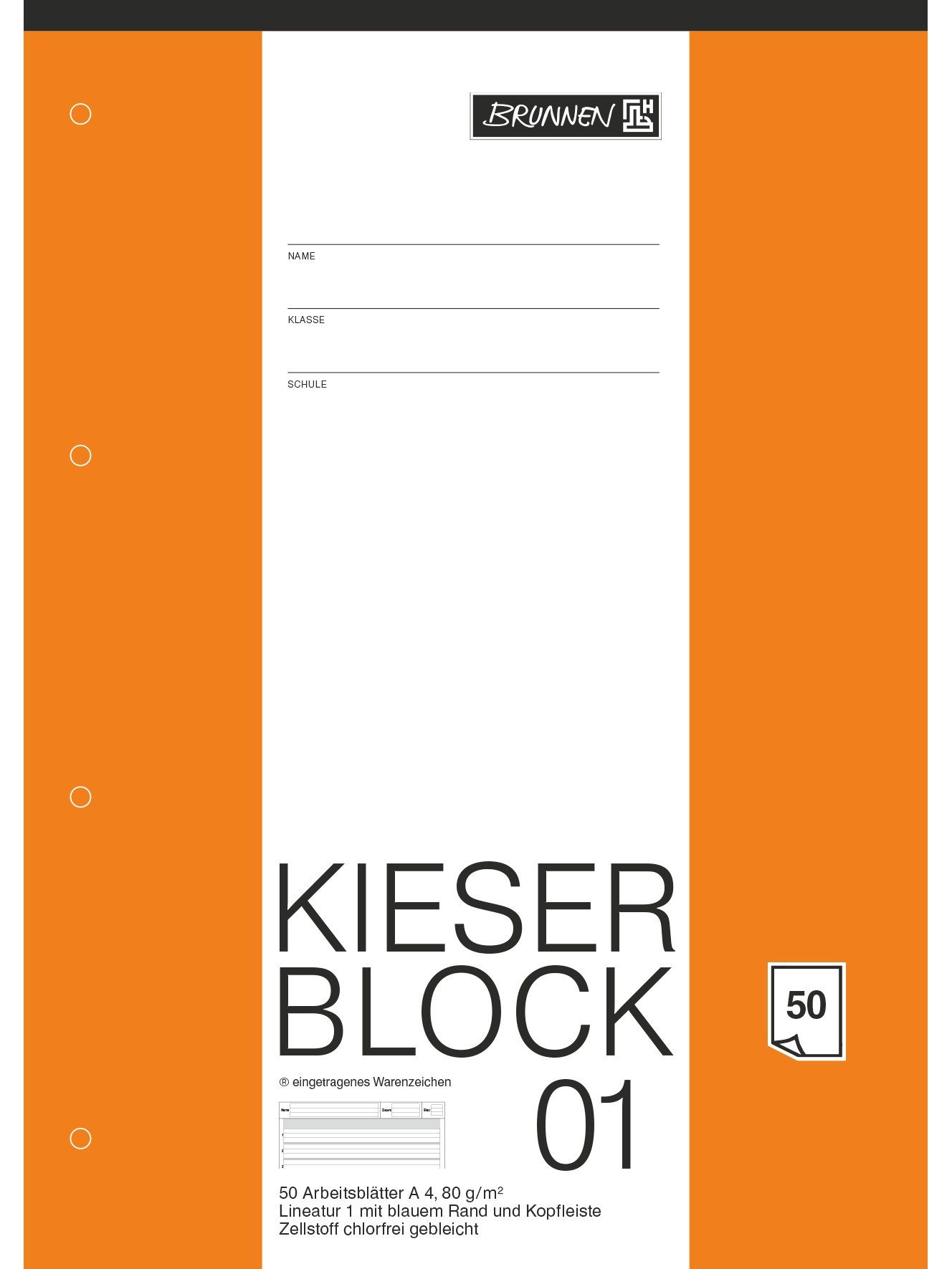 Baier & Schneider Collegeblock Schreibblock A4 Lineatur 1 50 Blatt gelocht
