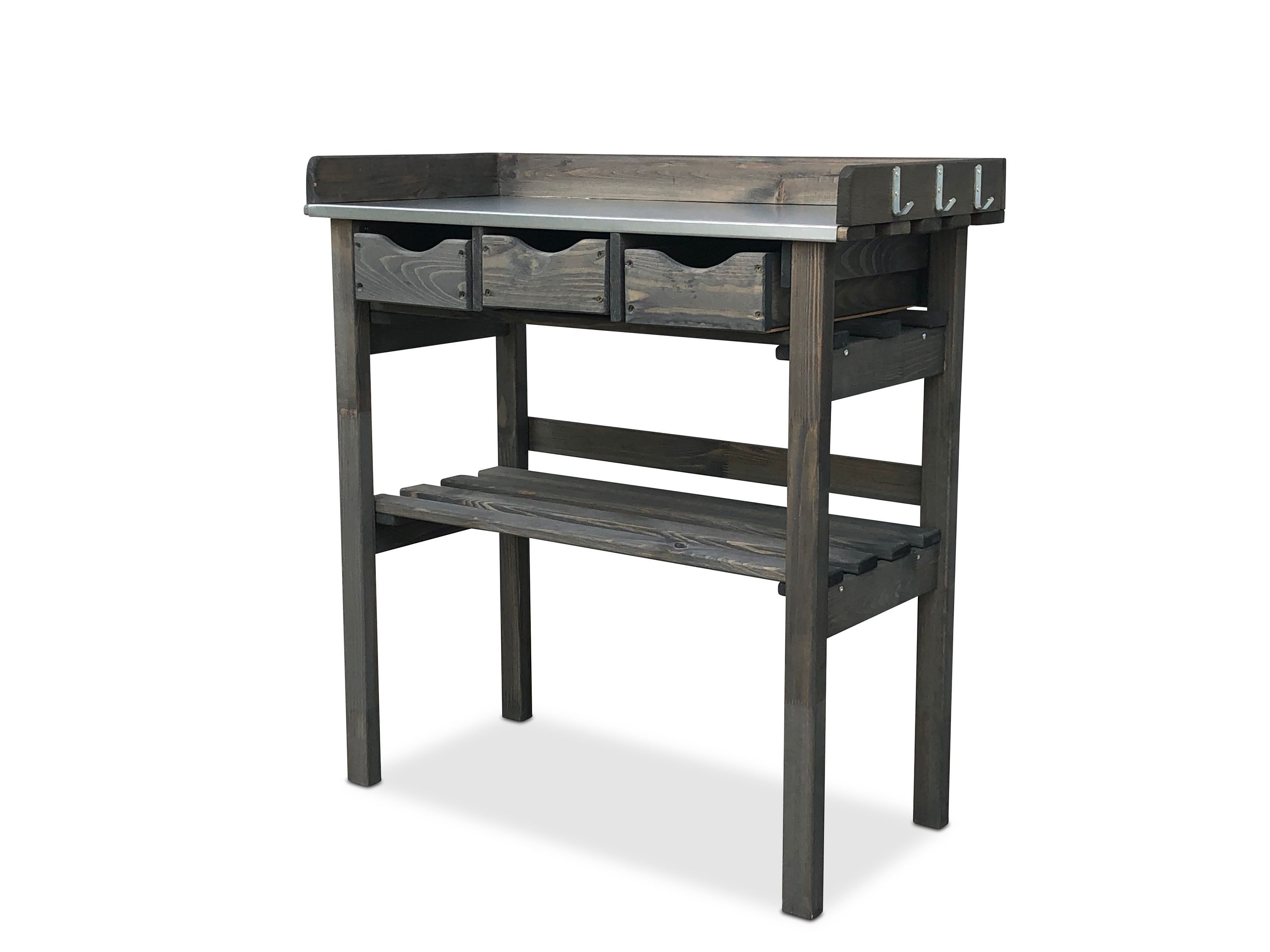 GartenDepot24 Pflanztisch Pflanztisch mit 3 Schubladen grau