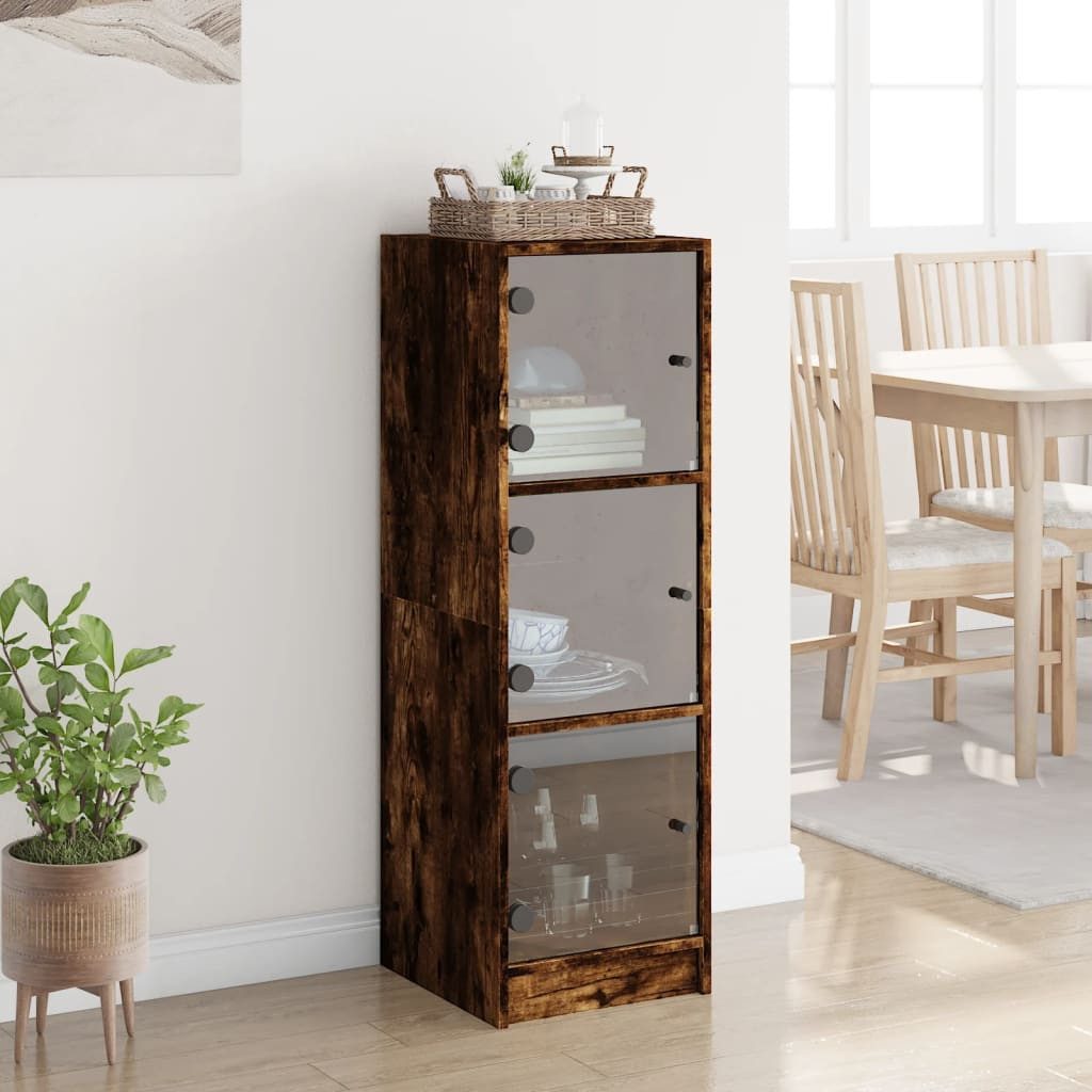 vidaXL Highboard Highboard mit Glastüren Räuchereiche günstig online kaufen