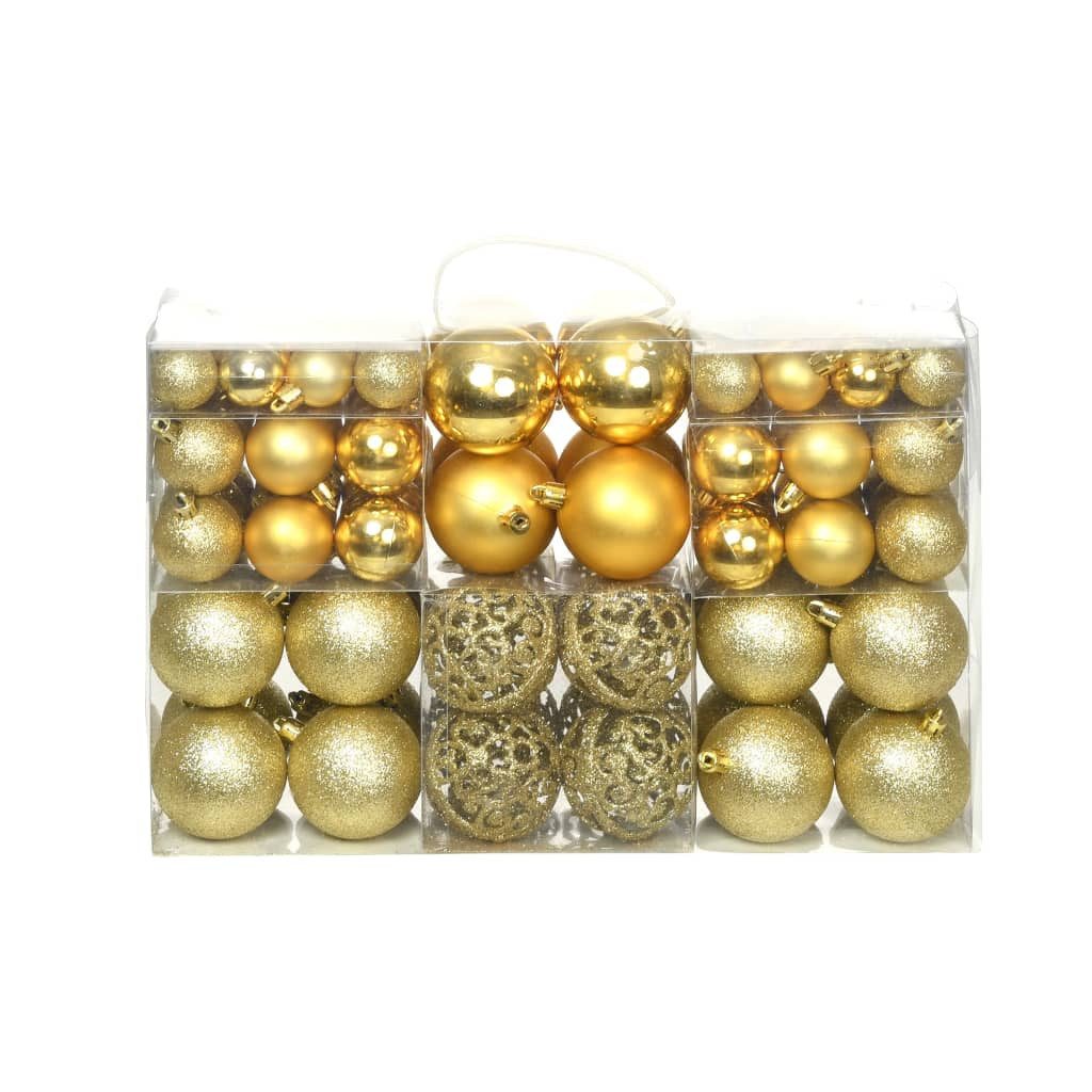 vidaXL Christbaumschmuck 100-tlg. Weihnachtskugel-Set 3/4/6 cm Golden (100-tlg)