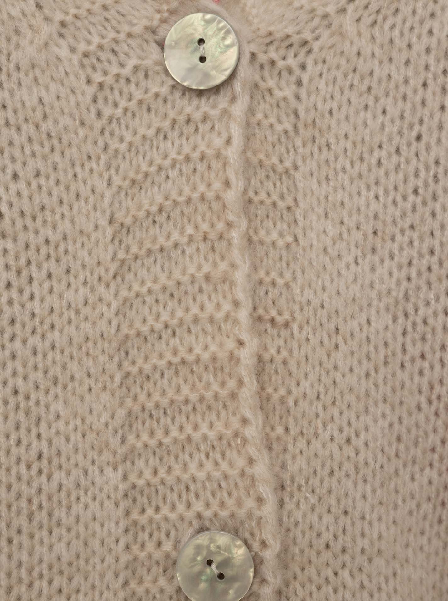 Zwillingsherz Cardigan "Happy Vibes" Knopfleiste, großes Motiv mit Blume und Schrift hinten, One Size – Bild 5 von 5