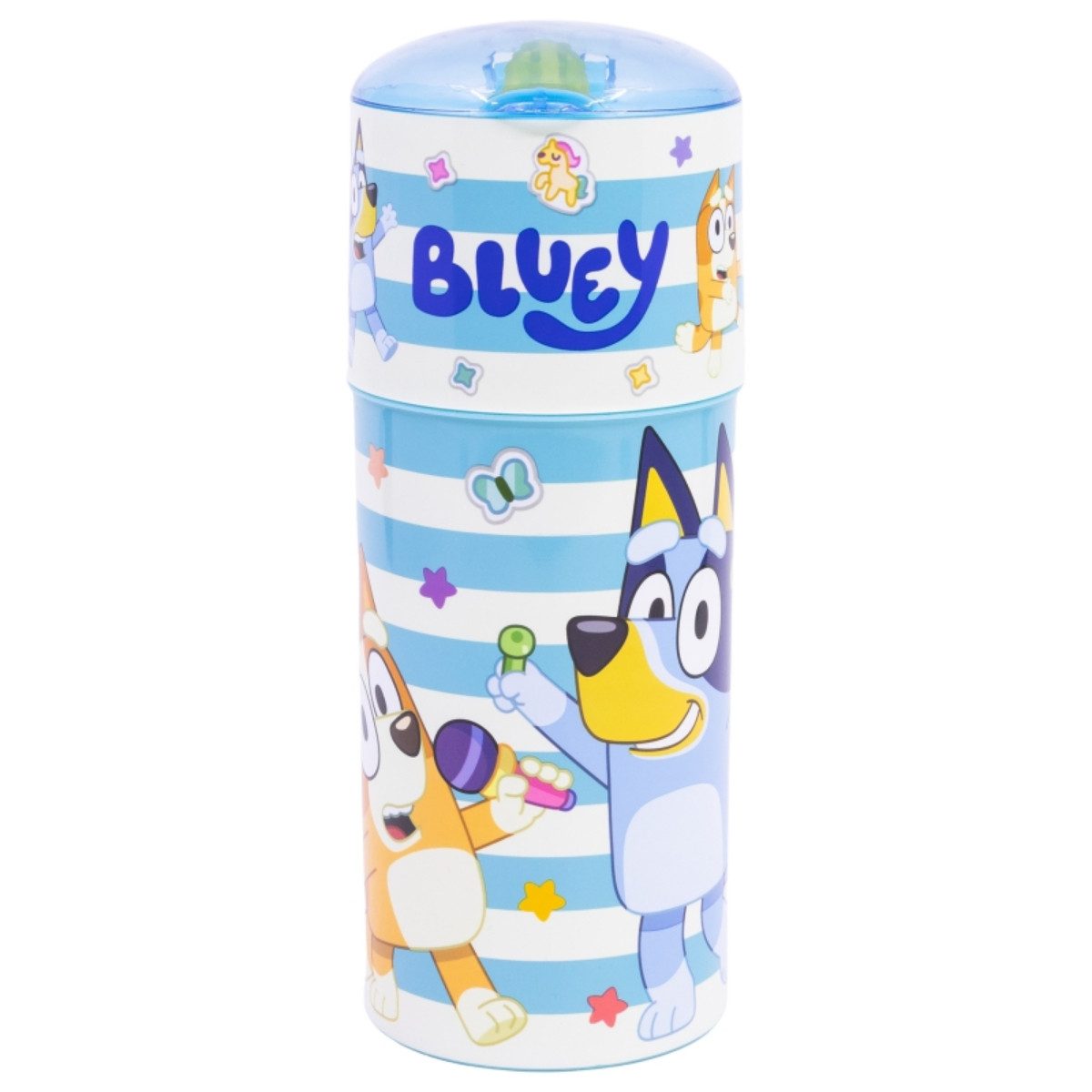 Storline Trinkflasche Bluey Wasserflasche 350ml – aus Kunststoff mit Klapp-Trinköffnung