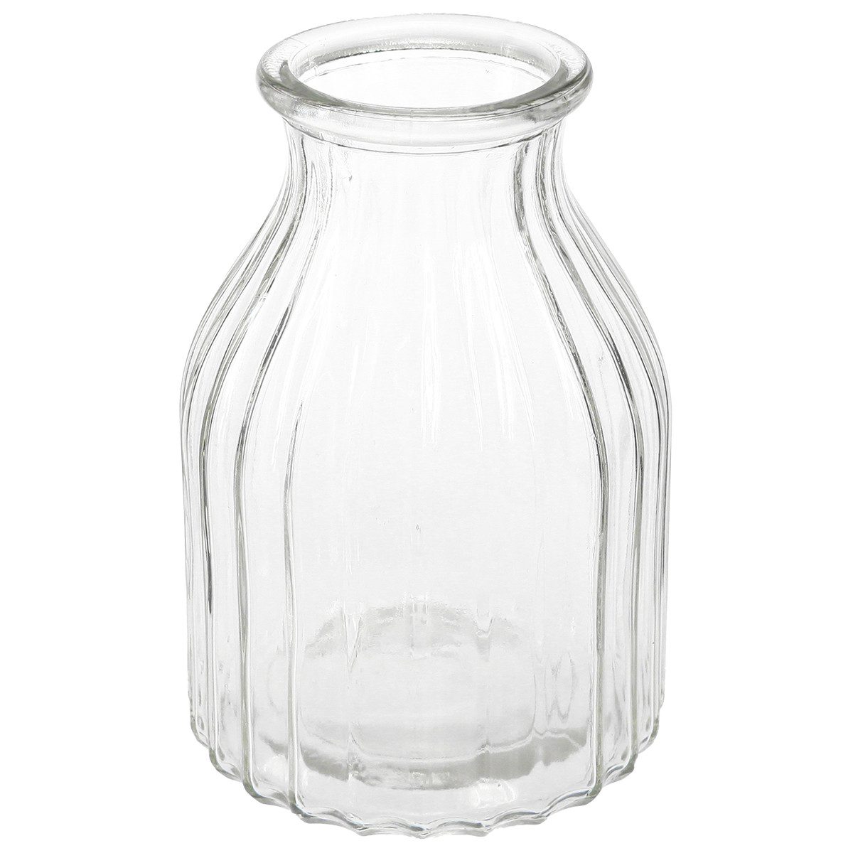 Tischvase Glasvase Rillen Design Dekoration Klar Ø12cm H18cm 2St