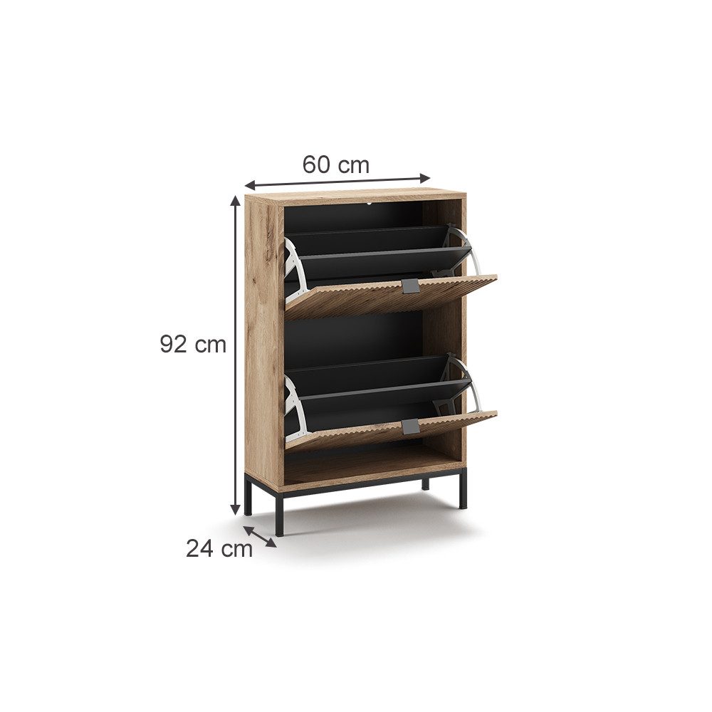 Vicco Schuhkipper Eliza, Viking Oak, 60 x 92 cm mit 2 Klappschubladen (1 St)