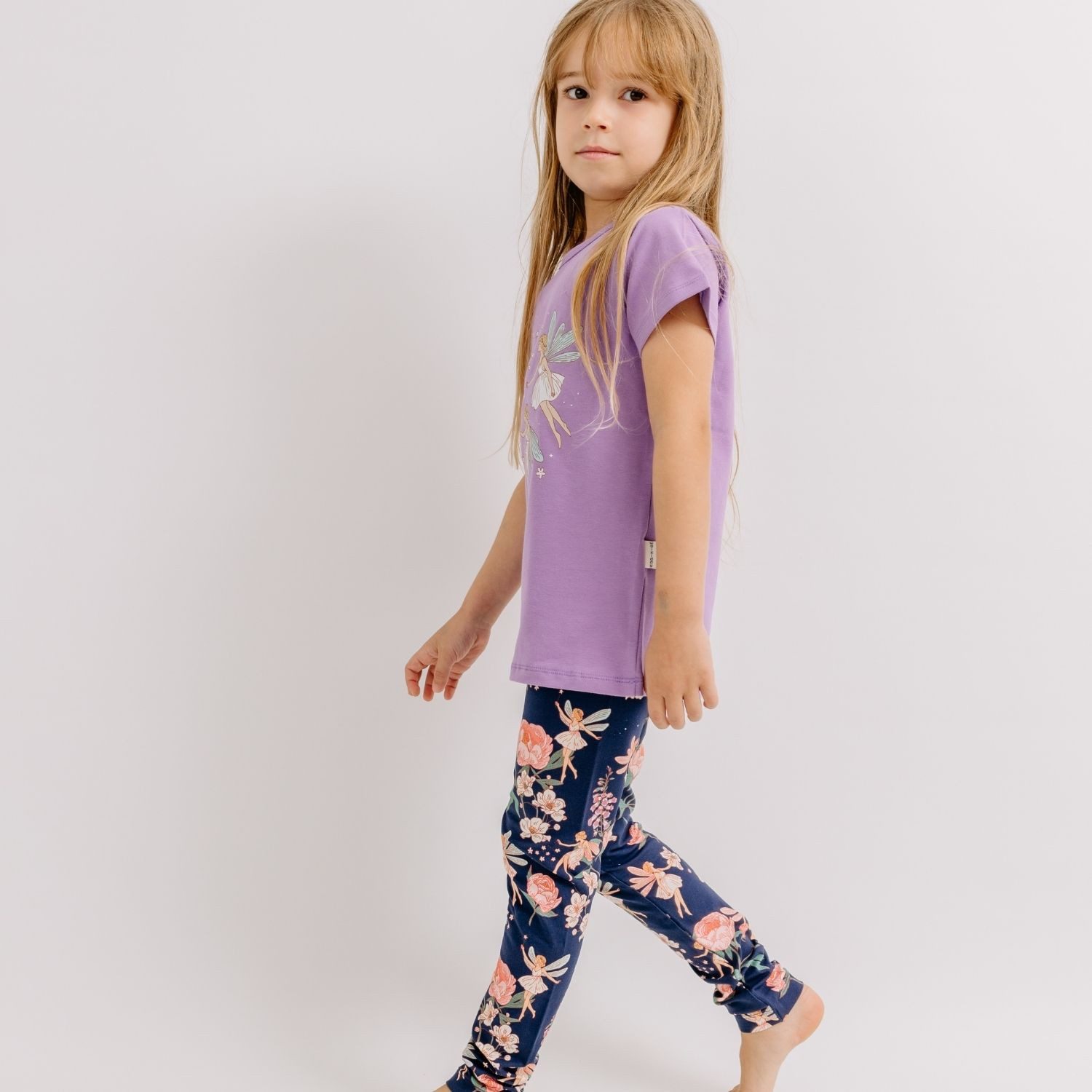 Walkiddy Leggings Walkiddy Feen & Blumen Kinder Bio Baumwolle GOTS Dunkelblau - Bio Baumwolle,GOTS, Kinderbekleidung,nachhaltige Klamotten