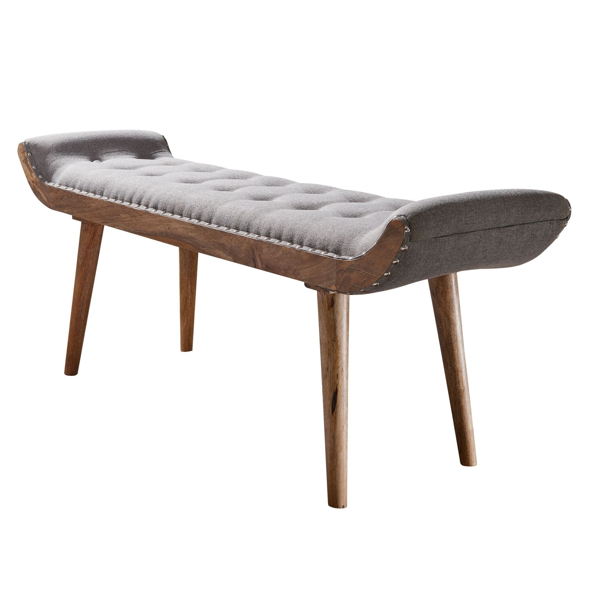 Wohnling Bettbank WL6.013 (Sitzbank Stoff Chesterfield Grau 125x51x38 cm), Design Polsterbank Flur, Stoffbank Bank Modern