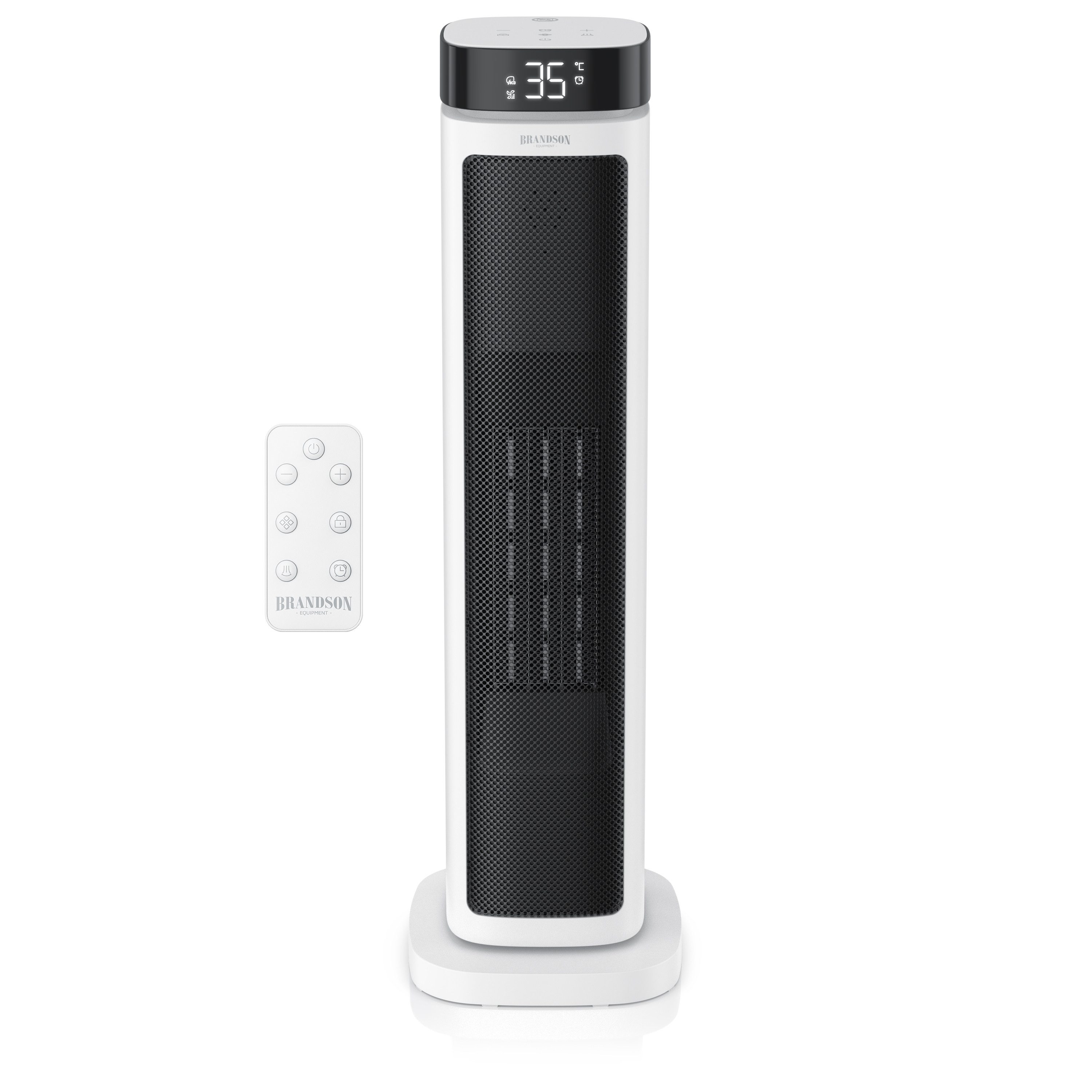 Brandson Heizlüfter Keramik-Heizlüfter 2000 W energiesparend, 12h-Timer, Fernbedienung, 2000 W, Thermostat, ECO-Modus, Oszillation, Kippschutz, Sperrfunktion