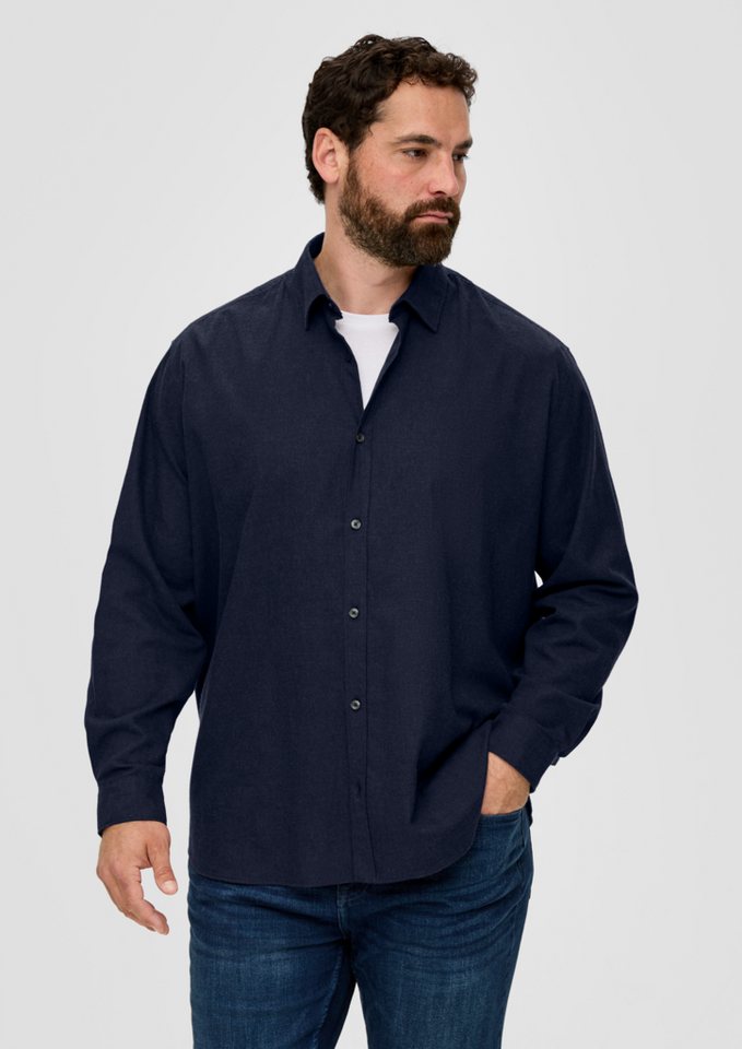 Manschetten, s.Oliver Regular: Baumwolle, hat hat Hemd mit Knopfleiste Ärmel, aus lange eine Langarmhemd