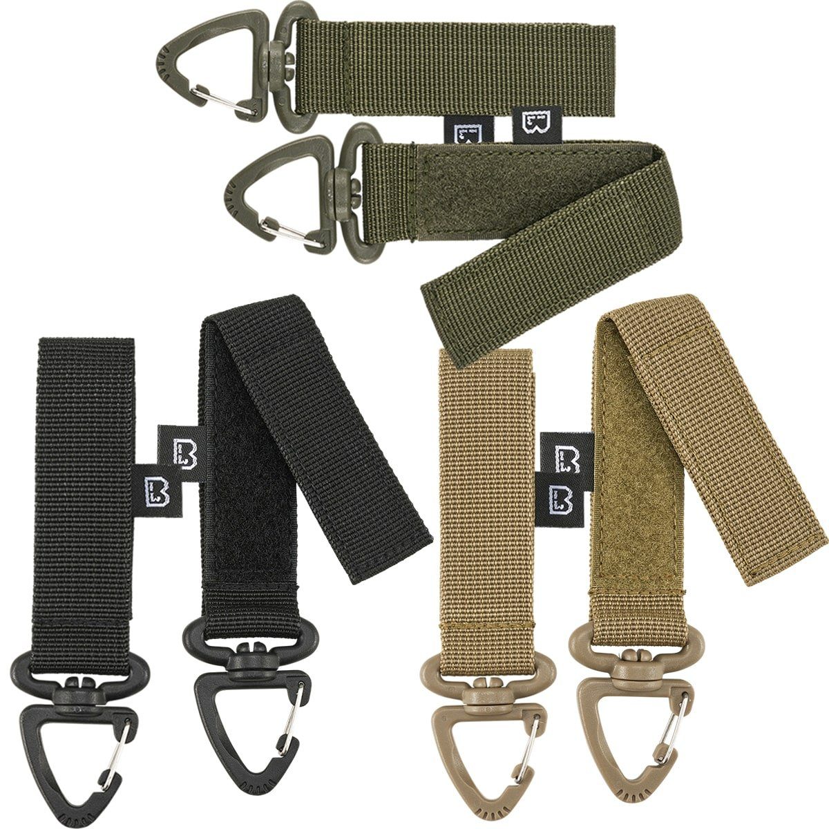 (2er Karabiner Molle Brandit mit Gürtel-Karabiner Dreieck-Karabiner Loop Pack), Brandit Hochwertiger, mit drehbarer Metallbügel