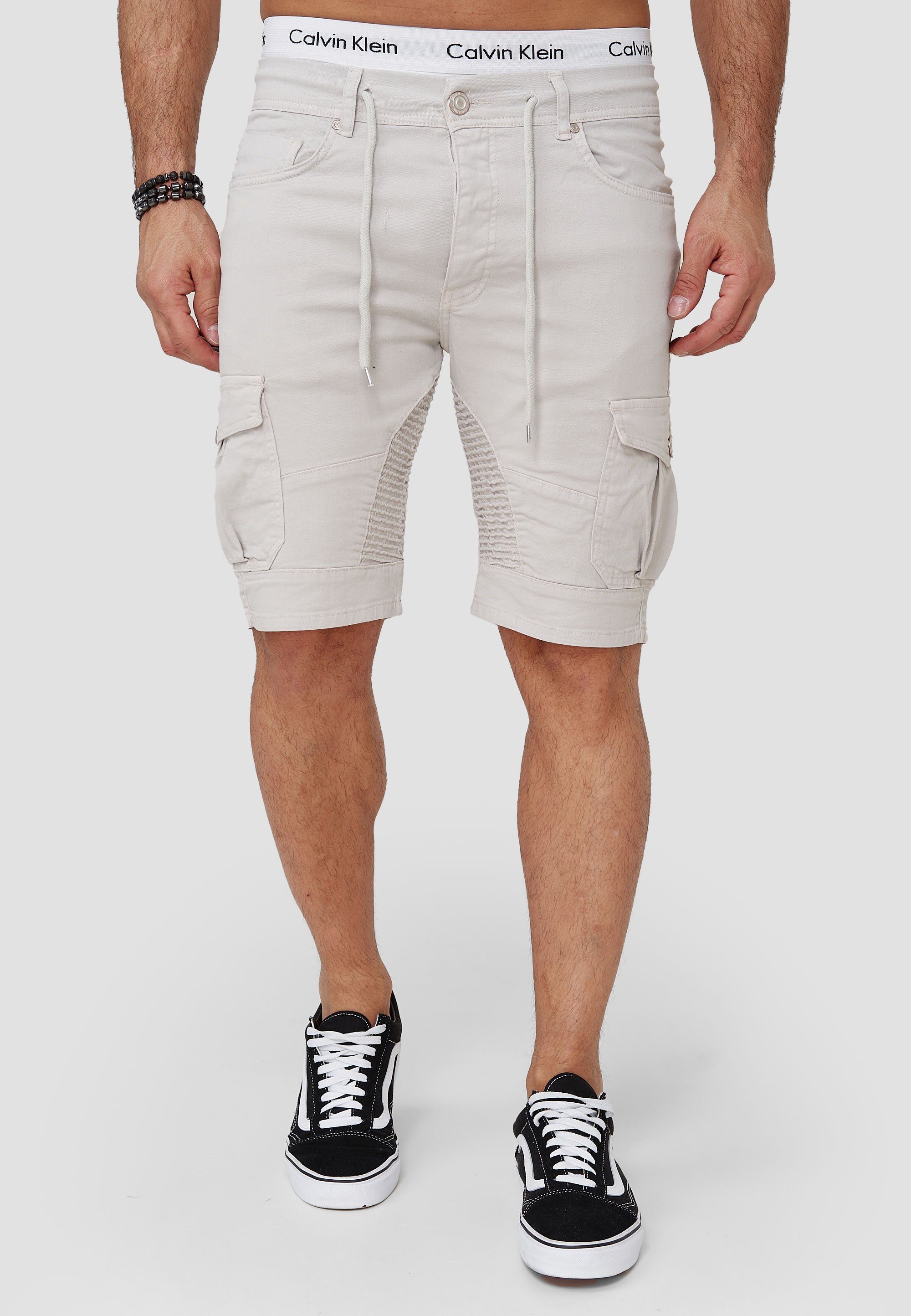 OneRedox Shorts SH-3363 (Kurze Hose Bermudas Sweatpants, 1-tlg., im modischem Design) Fitness Freizeit Casual Altweiß