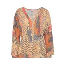Buffalo Fledermausshirt mit Animaldruck, lockere Bluse mit V-Ausschnitt, Blusenshirt