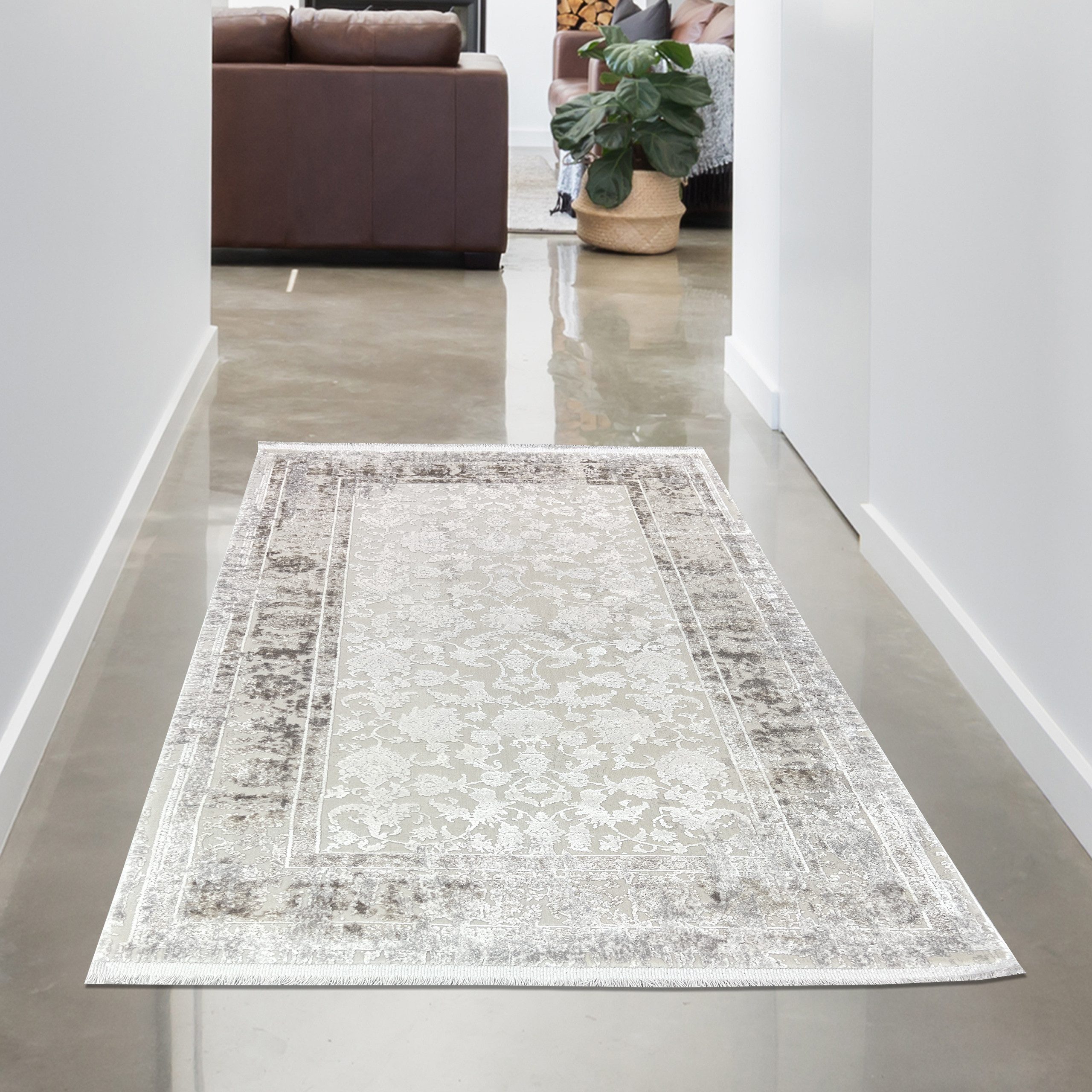 Carpetia Teppich Edler Vintage Teppich Hochwertig mit orientalischem Muster in creme, rechteckig, Höhe: 7 mm