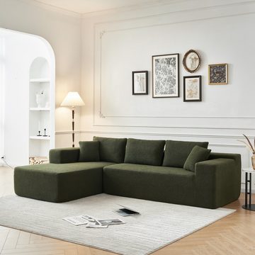 OKWISH Ecksofa L-förmiges modernes Lamm-Modulsofa mit hoher Dichte, gepolsterte Eckschlafcouch für Wohnzimmer, Schlafzimmer, Apartment, 92,9" Sektionales Sofa aus Schwamm für das Wohnzimmer