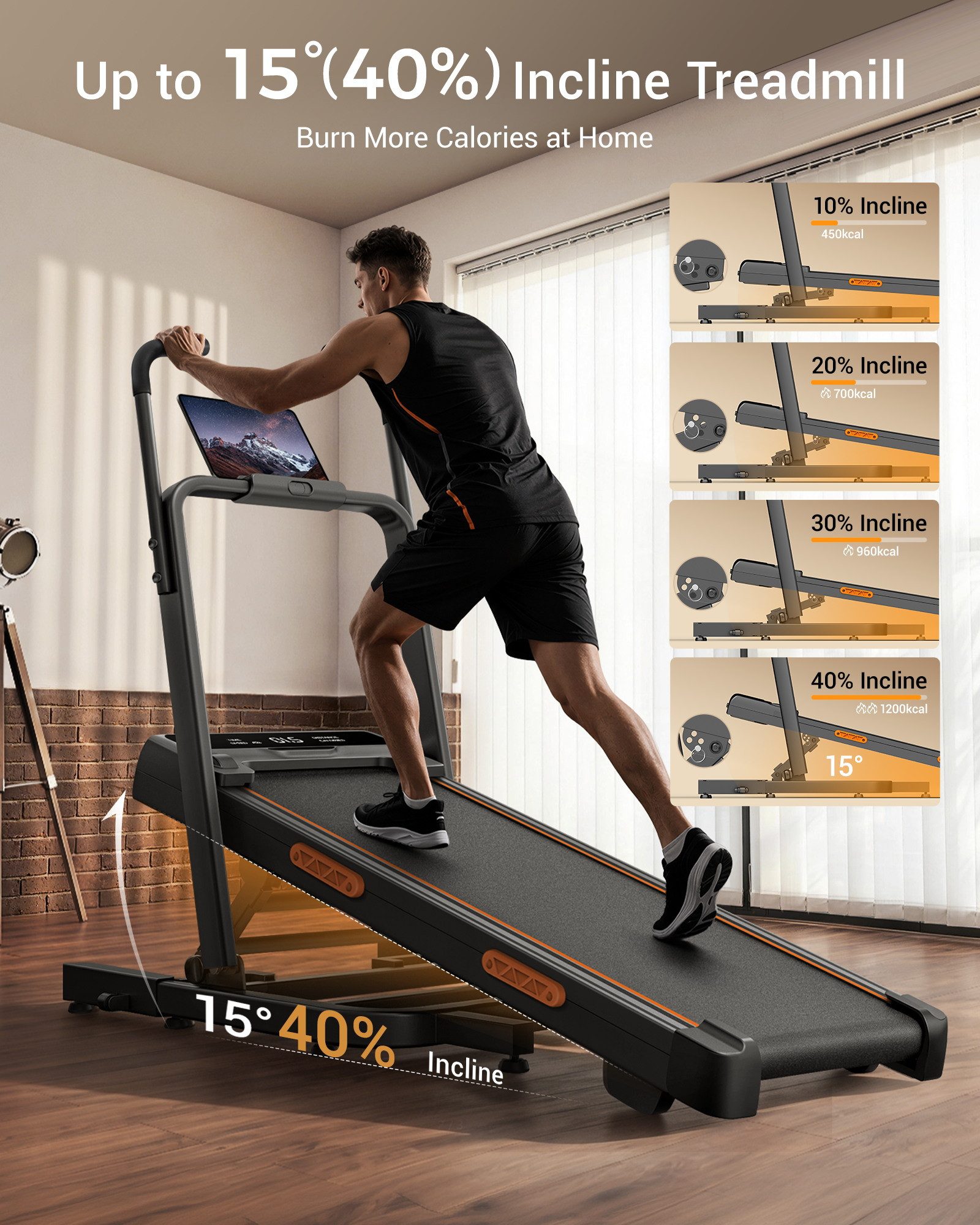 ROBORE Laufband X5FD, 0–40 % Steigung, 1–12 km/h, 159 kg Belastbarkeit