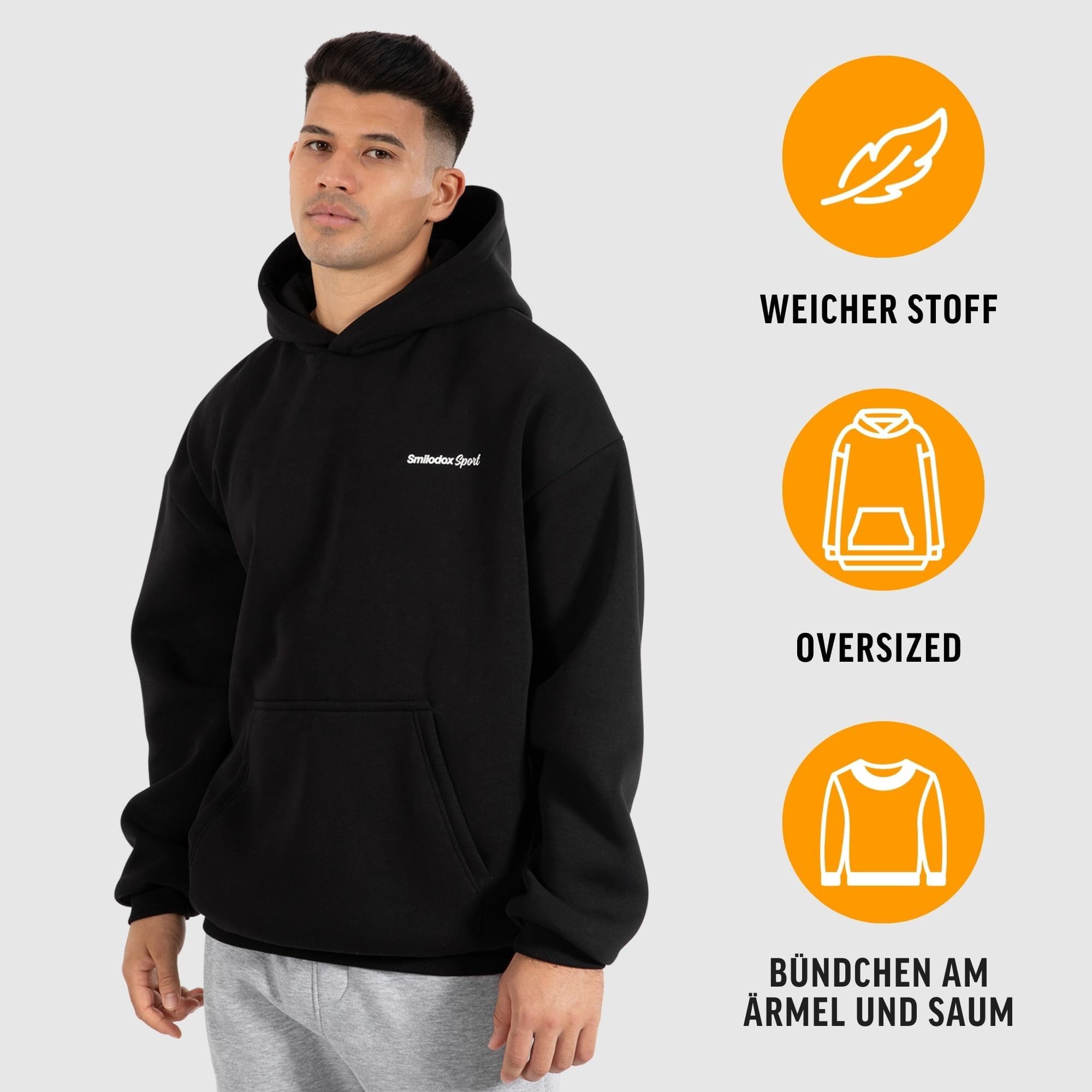 Smilodox Hoodie Fortes, Oversize Kapuzenpullover mit großem Back Print, Swe günstig online kaufen