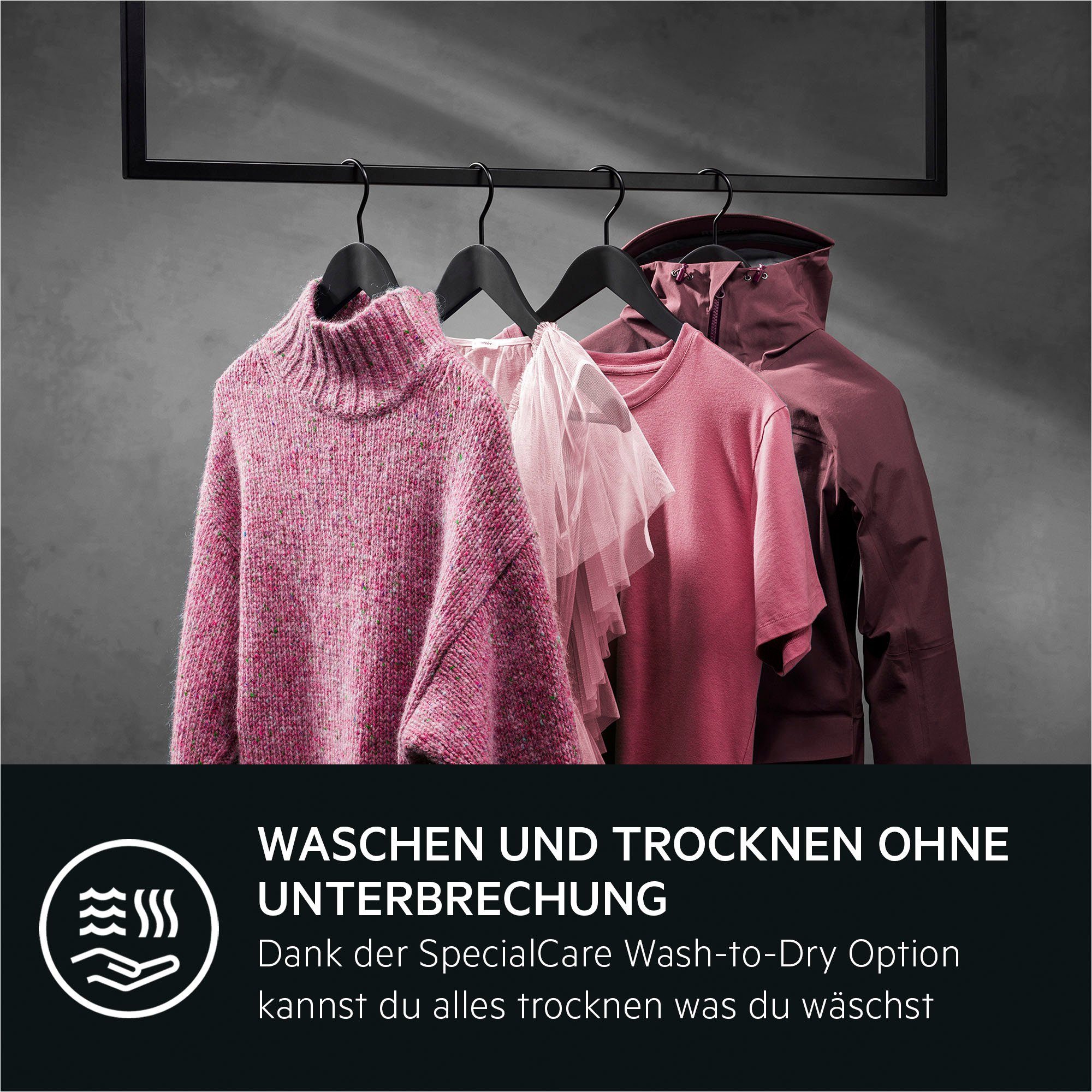 AEG Waschtrockner 7000 ProSteam® LWR759WT 914610307, 9 kg, 5 kg, 1600 U/min, ProSteam®: Auffrischen mit Dampf statt Waschen und 96 % Wasser sparen