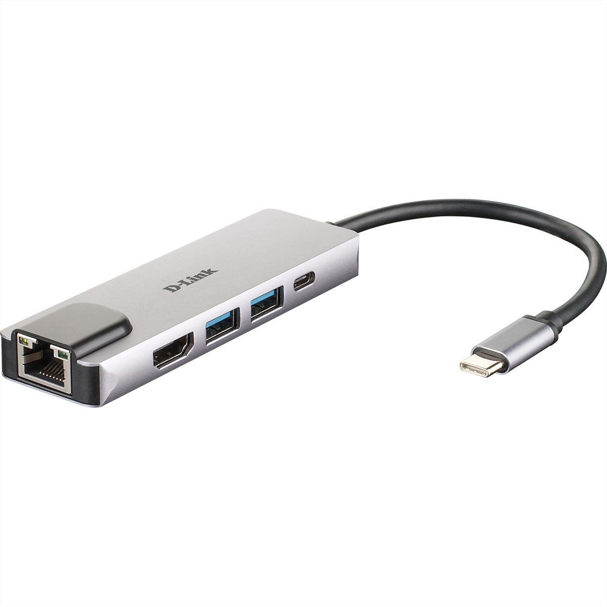 D-Link DUB-M520 USB-C 5-Port USB 3.0 Hub mit HDMI Computer-Adapter, Ethernet, USB-C Ladeanschluss