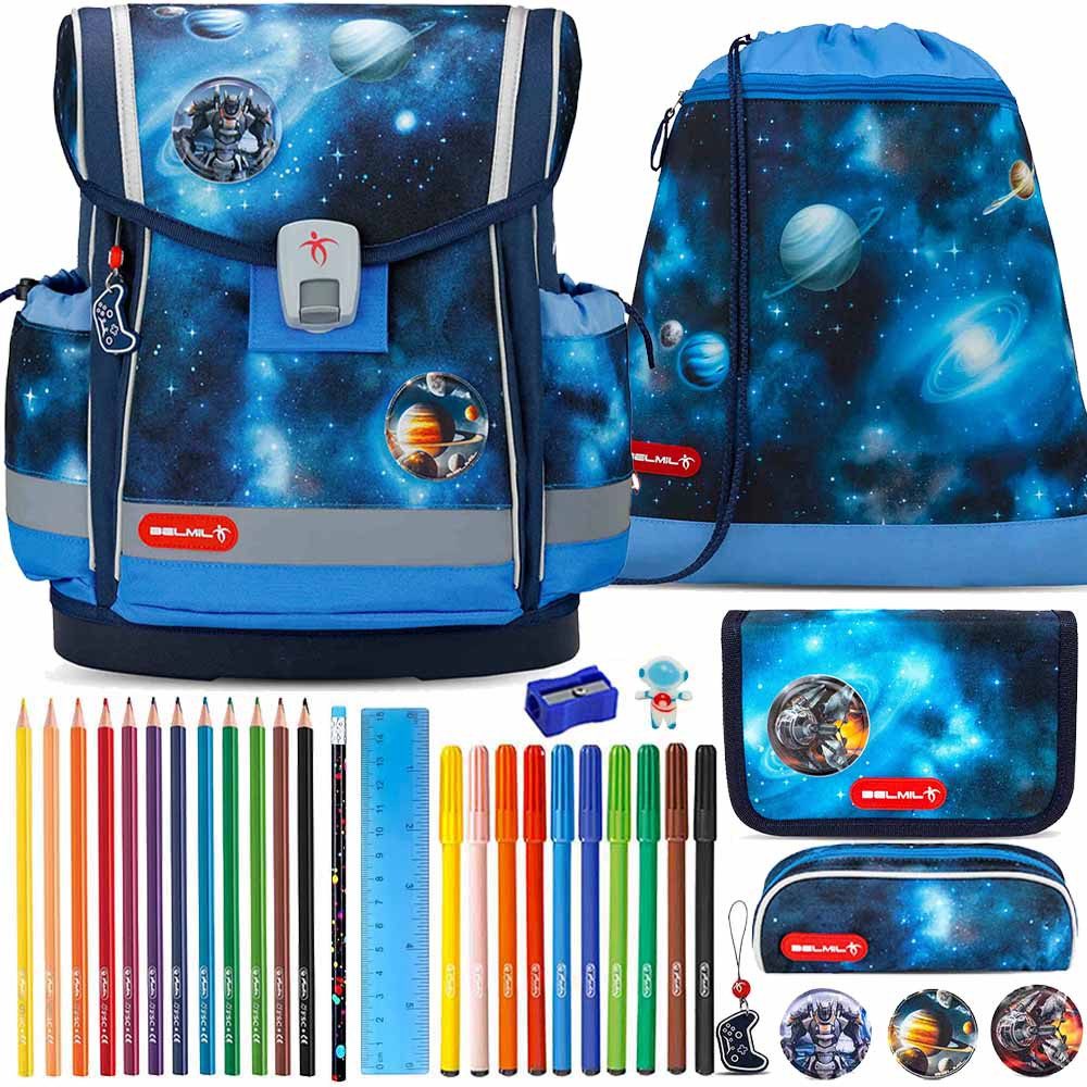 Belmil Schulranzen Set Classy Plus 10-teilig 2025 Jungen Galaxy Light