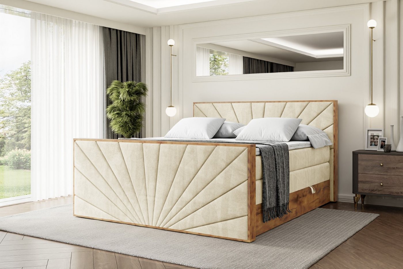 ALTDECOR Boxspringbett LOLLI6-Z KING (Multipocket-Matratze H4, H3 Matratze Bonellfederung, Topper, Kopfteil), Doppelbett mit Fußteil
