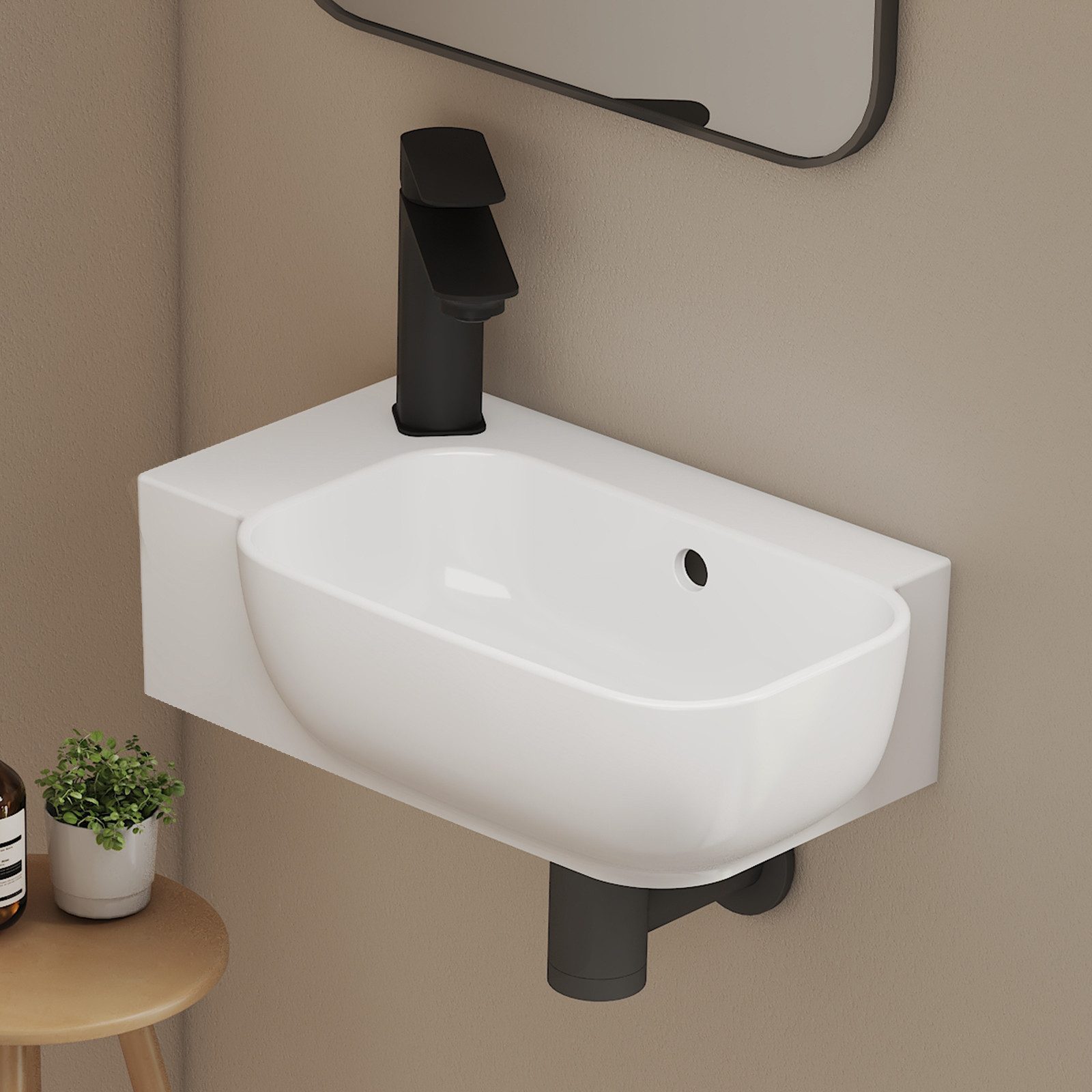 EMKE Waschbecken Hängewaschbecken eckig Keramik Asymmetrisches Design 40x 2 günstig online kaufen