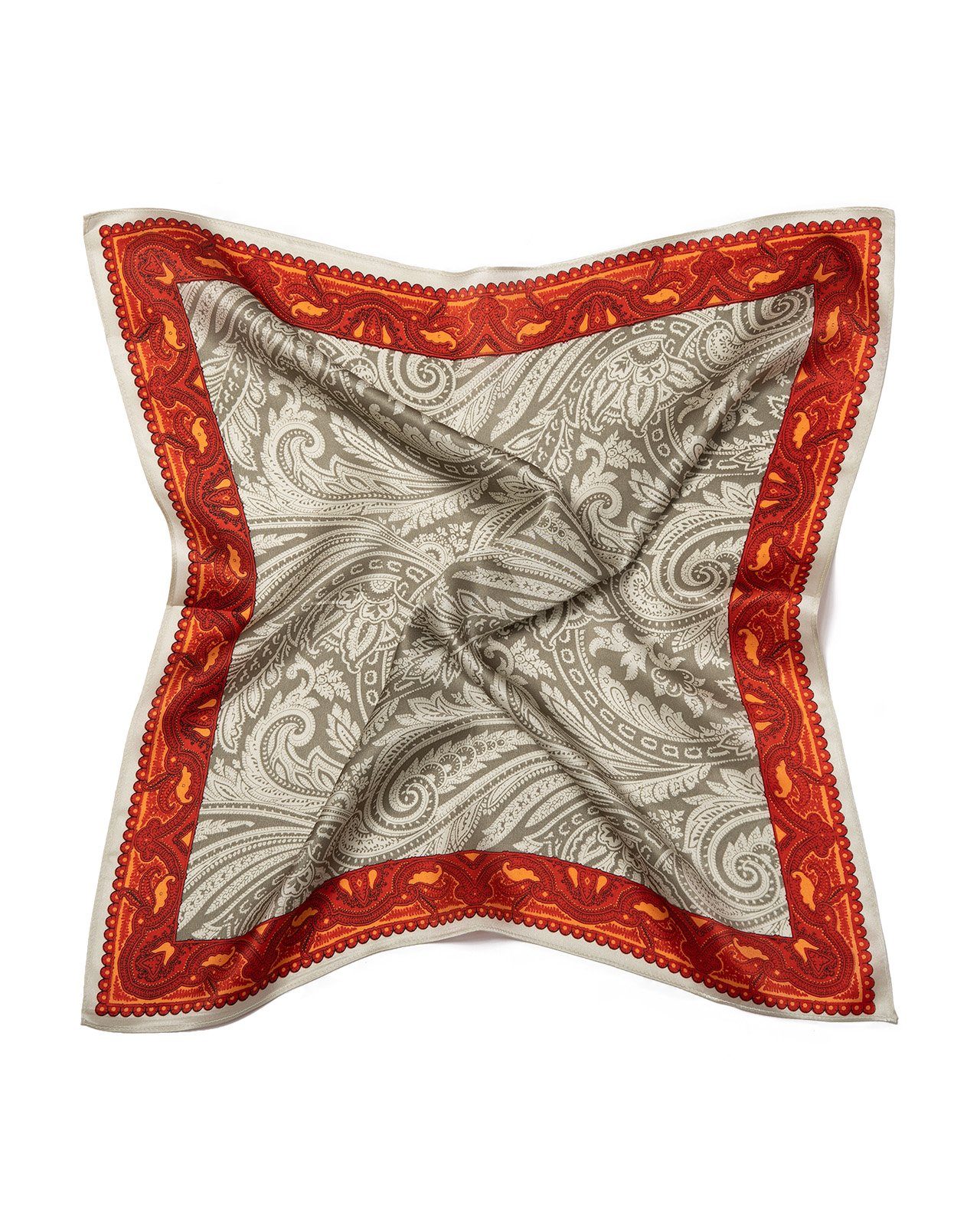 MayTree Seidentuch quadratisch Farn 53x53 taupe ziegelrot, Nickituch, Banda günstig online kaufen