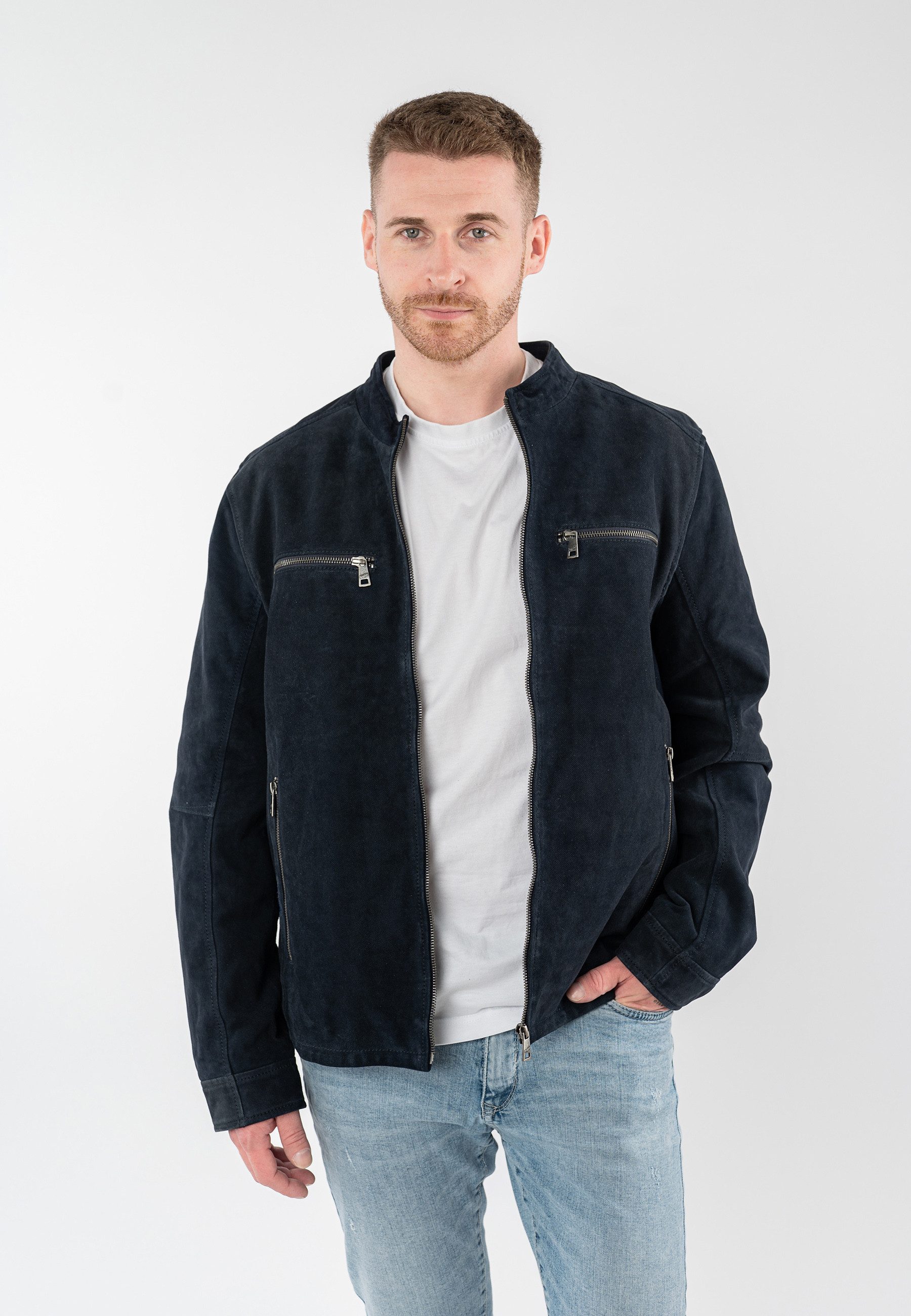 Mauritius Lederjacke MMBerat aus Veloursleder in Denim-Struktur