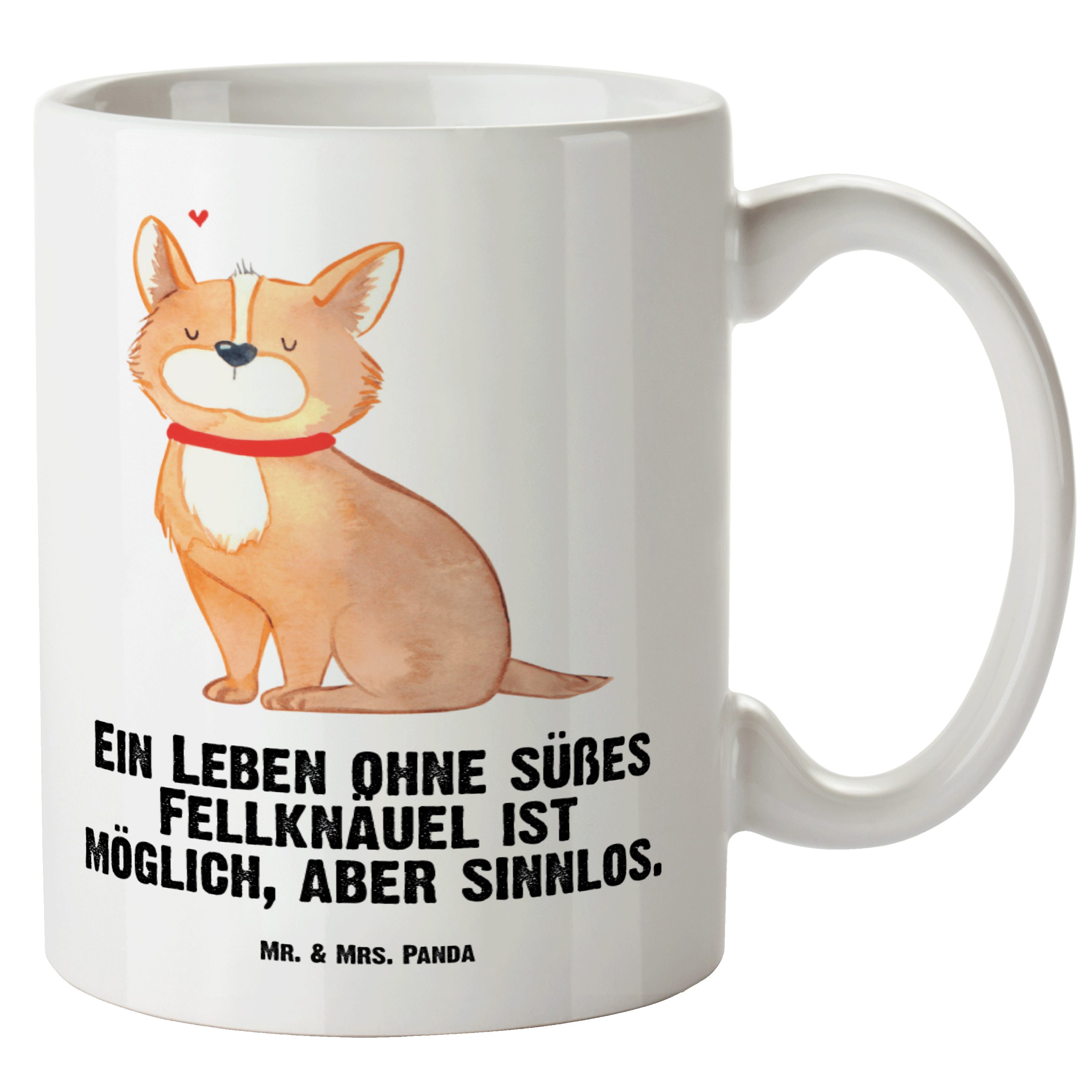 Mr. & Mrs. Panda Tasse Hundeglück - Weiß - Geschenk, Hundebesitzer, spülmaschinenfest, XL Be, XL Tasse Keramik