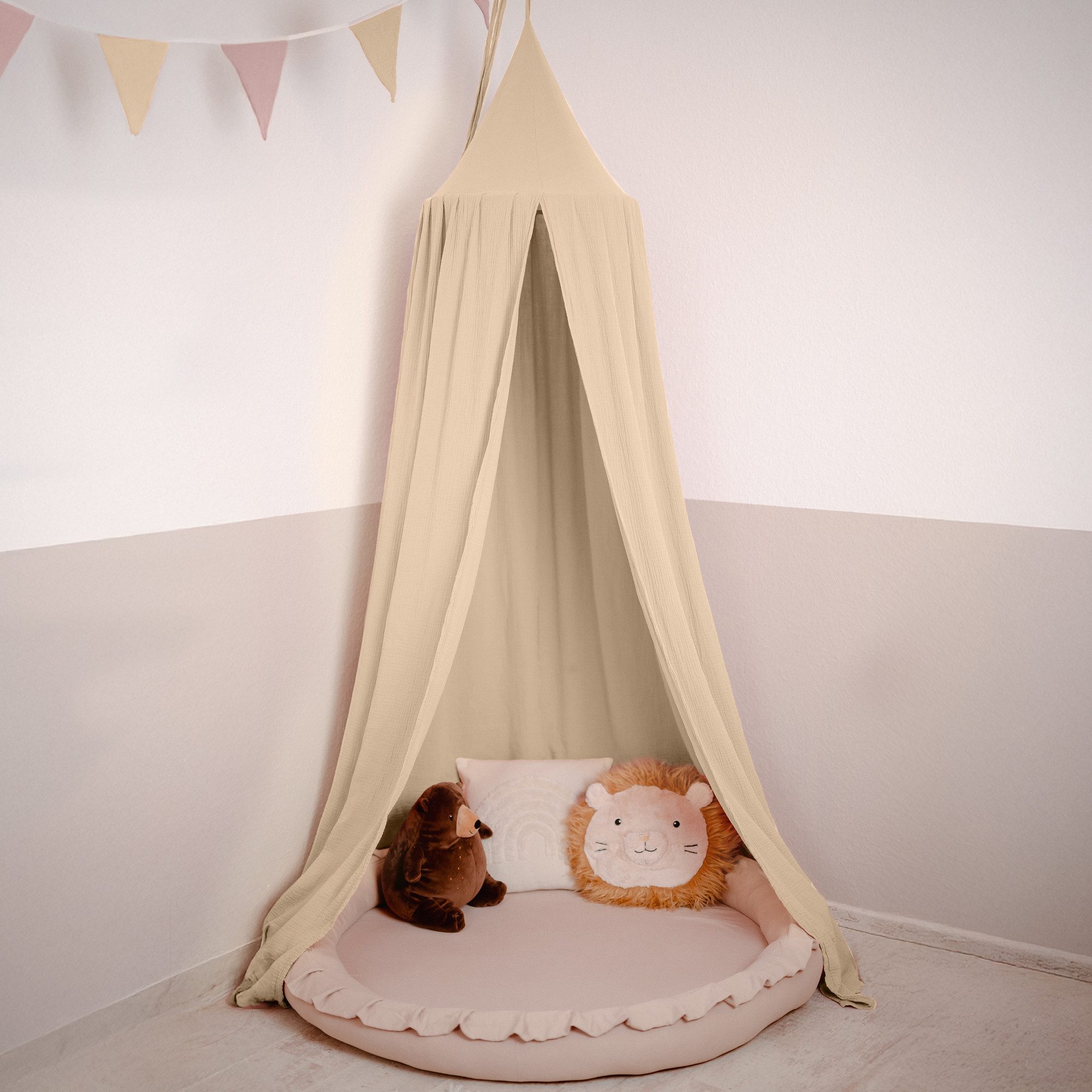 lilimaus Betthimmel Baldachin für Kinderzimmer aus 100% Musselin - handgenäht (1-tlg), Rückzugsort für Bett, Kuschelecke & Leseplatz - weicher Musselin