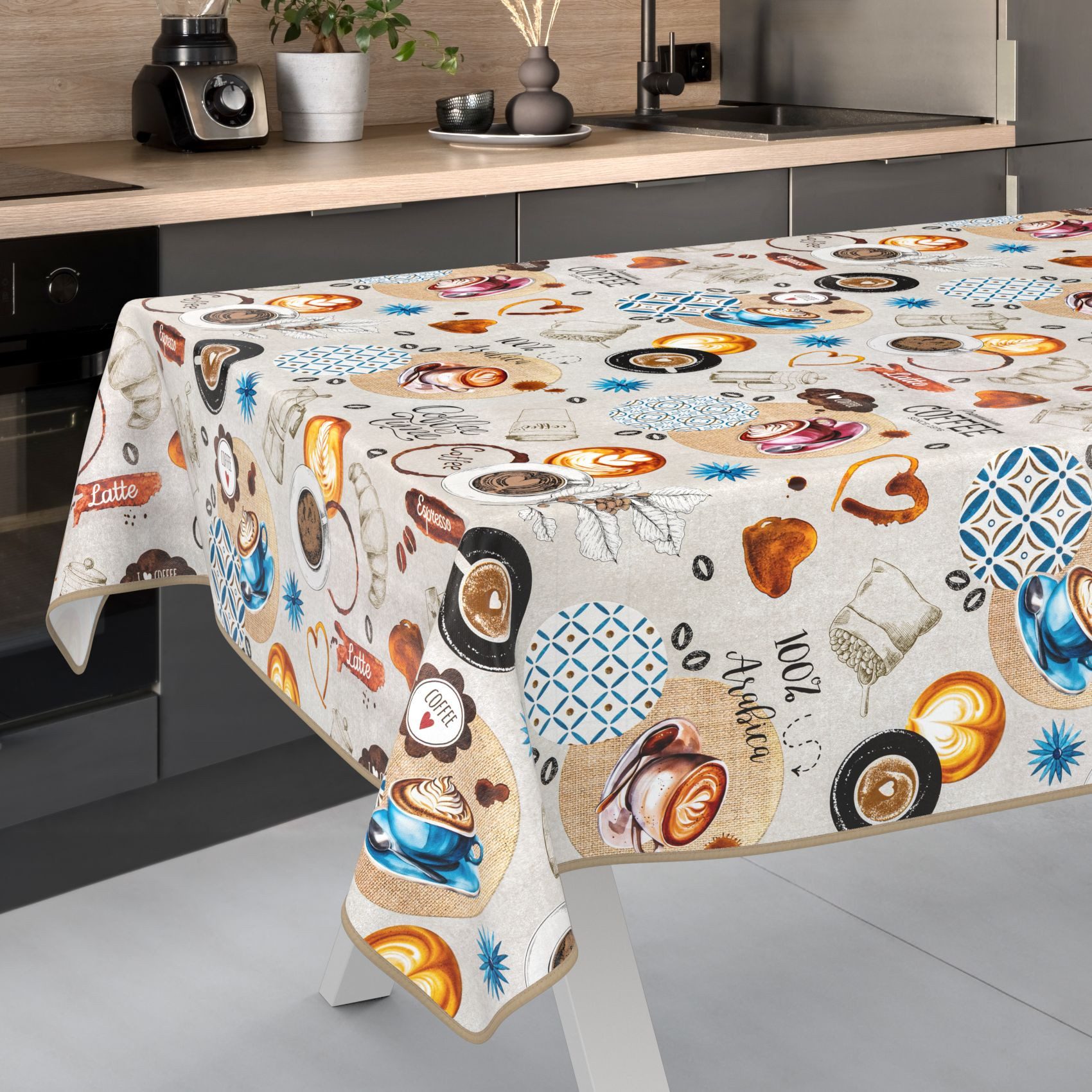 ANRO Tischdecke Wachstuch abwaschbar Coffee Time günstig online kaufen