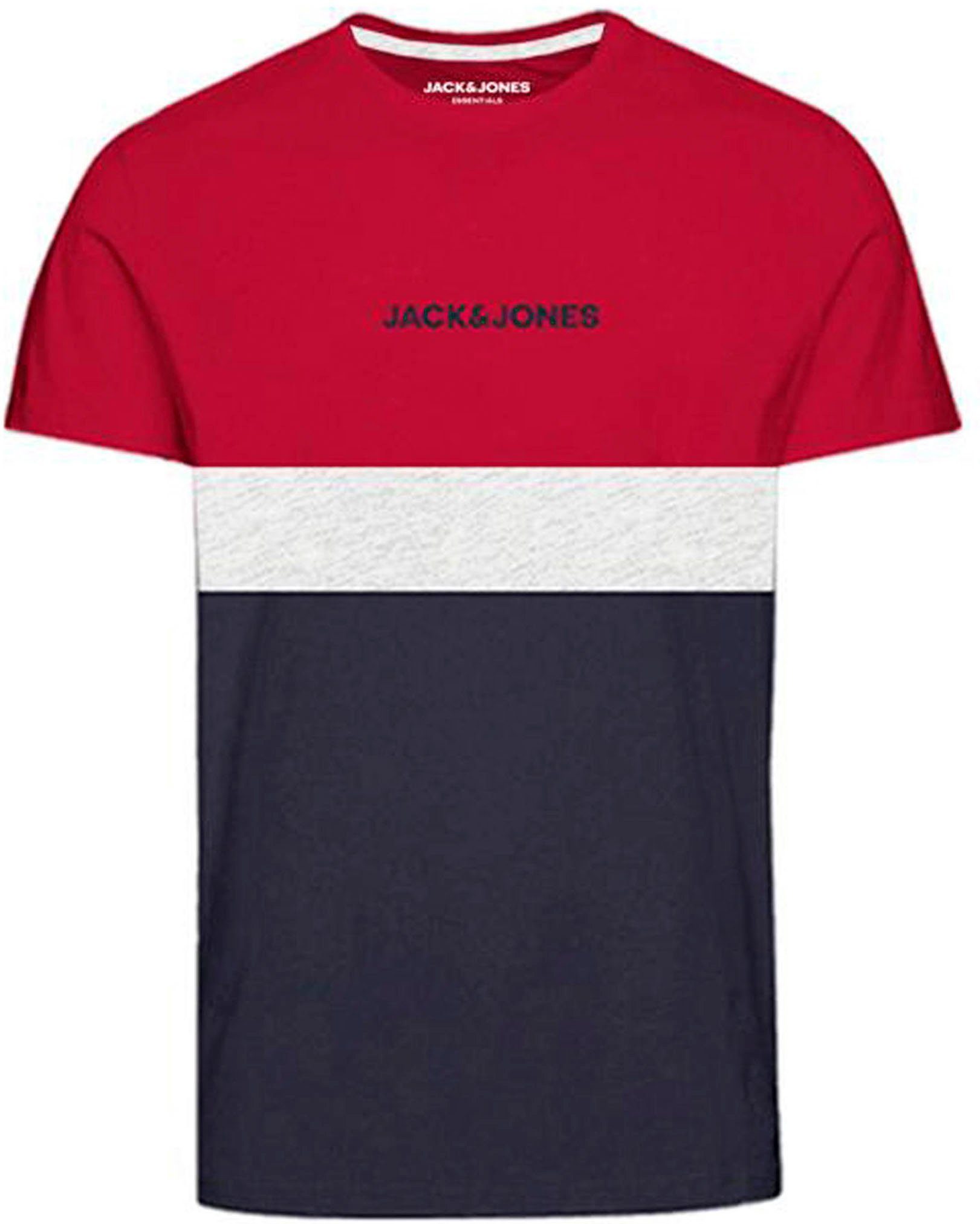 JJEREID TEE red PLS Jack SS Jones NOOS tango PlusSize BLOCKING & Rundhalsshirt