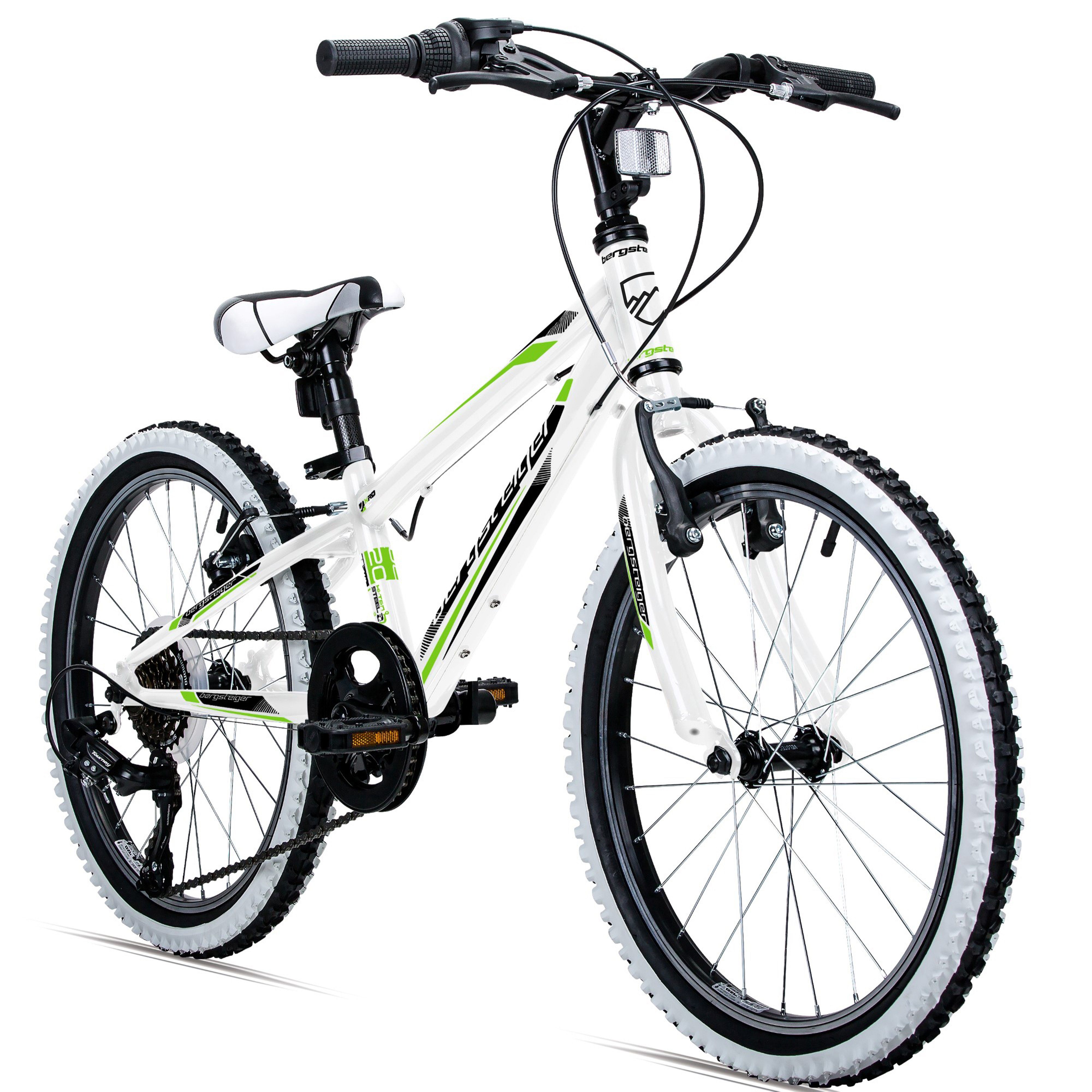 bergsteiger Kinderfahrrad Kansas 20, 24 Zoll, 6, 7, 8, 9, 10, 11 Jahre, Mädchen, Jungen, 6 Gang Shimano Tourney RD-TY300 Schaltwerk, Kettenschaltung, V-Brakes