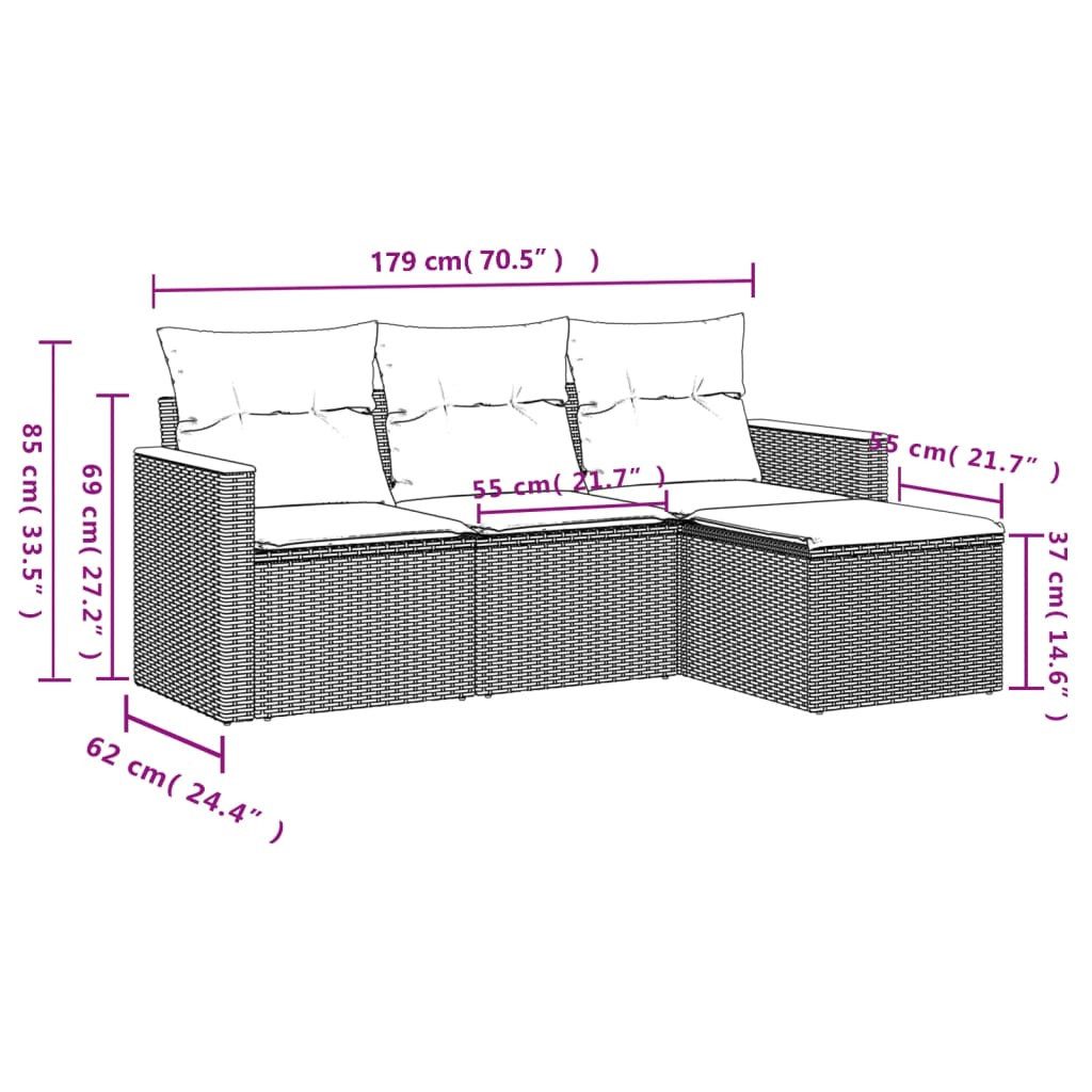 vidaXL Gartenlounge-Set 4-tlg. Garten-Sofagarnitur mit Kissen günstig online kaufen