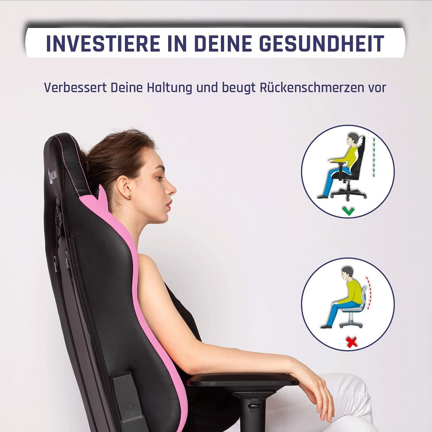 Qualität, Stuhl Chair Hochwertige Stuhl, Stylischer fürs Rosa Stuhl, Gaming Esports Arbeitszimmer Gaming KLIM  Ergonomischer